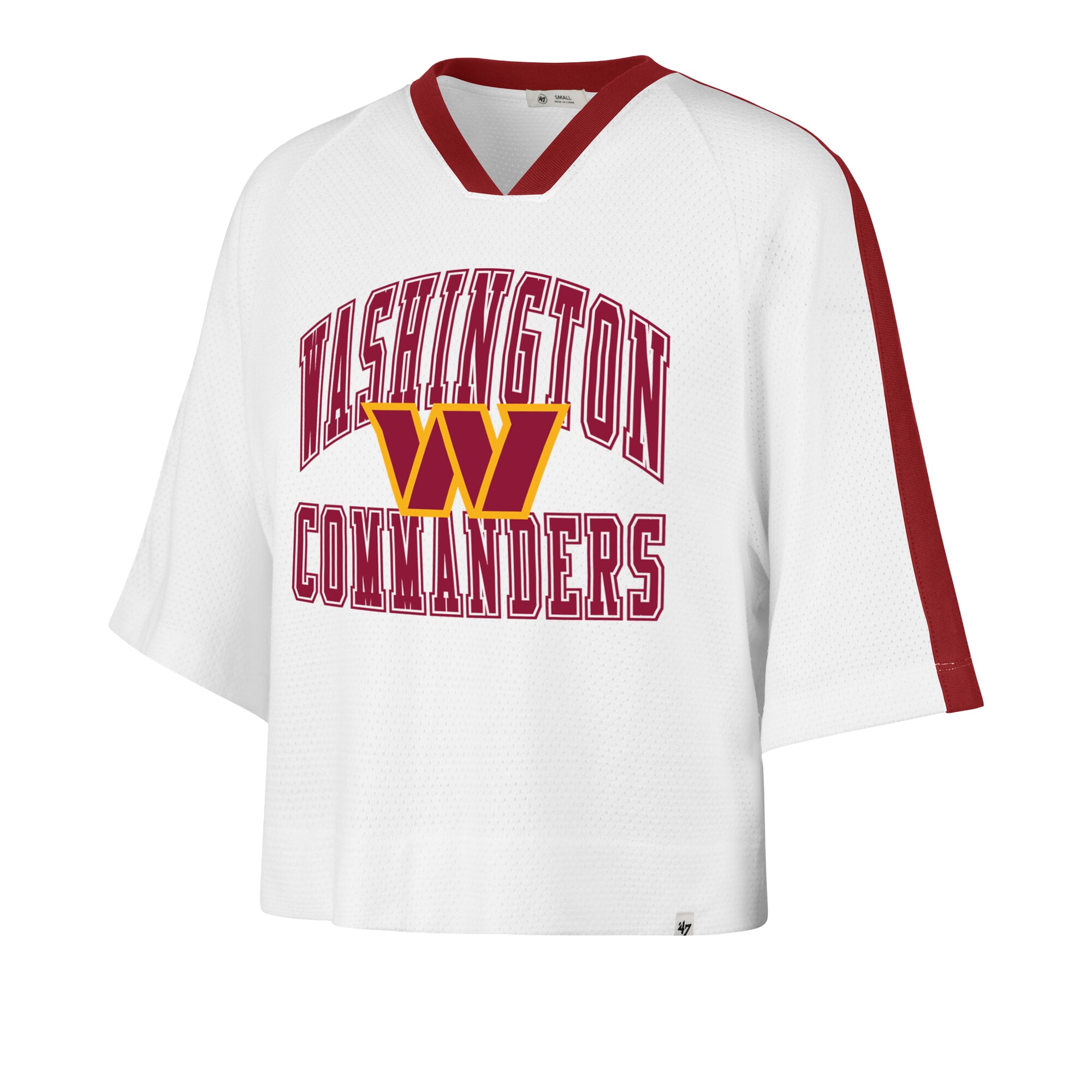 Women's '47 White Washington Commanders Big Overarch Drop Needle Raglan V-Neck T-Shirt
