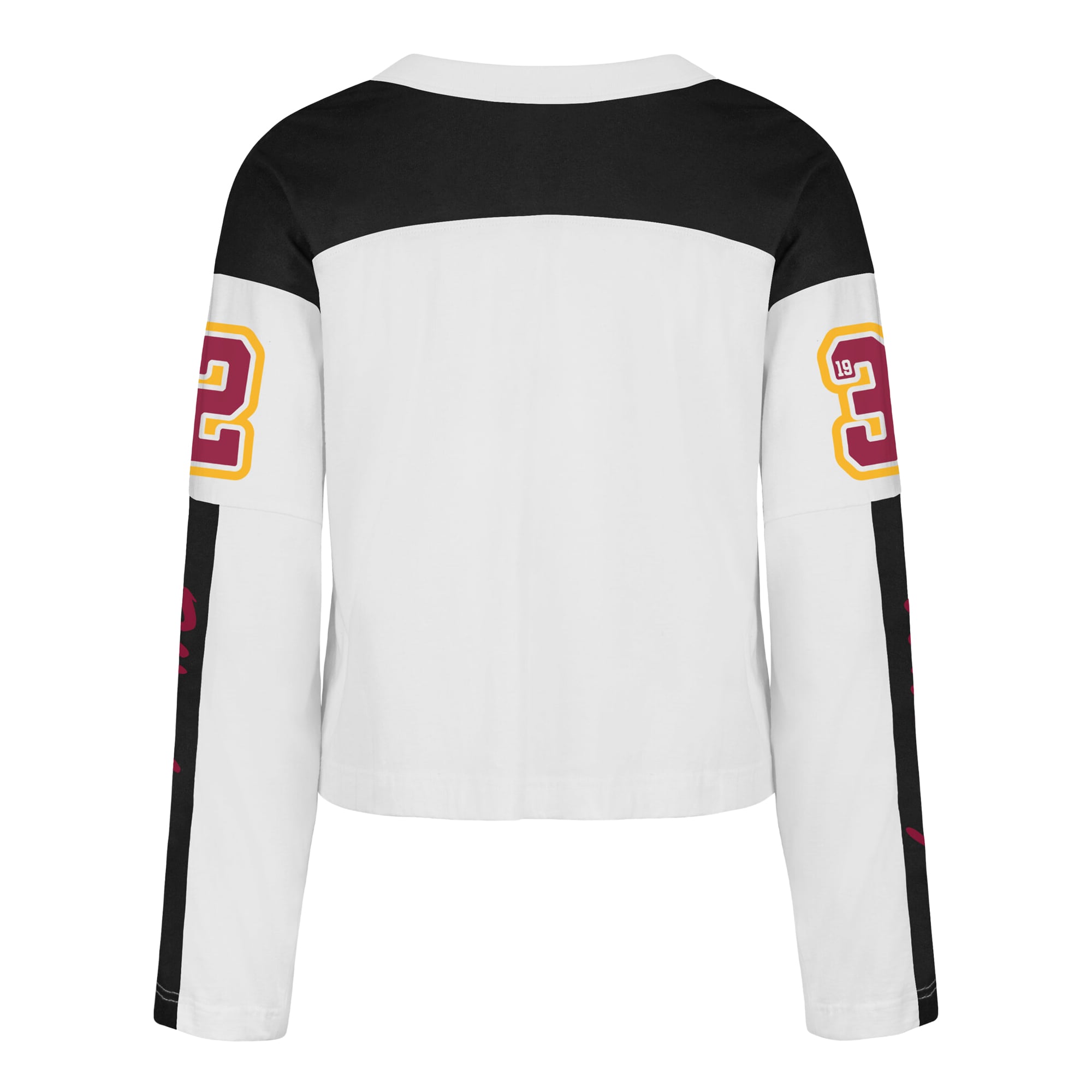 T-shirt à manches longues et col en V « 47 White Washington Commanders Exclamation Metro » pour femme