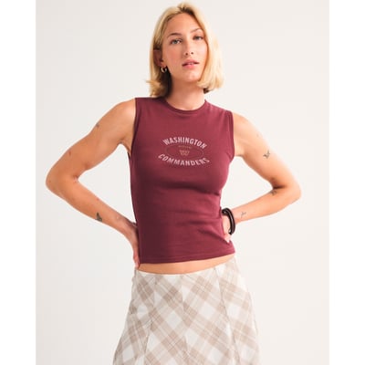 Washington Commanders Abercrombie & Fitch Women's Bra-Free Rib High-Neck Tank Top - Burgundy