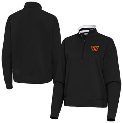 Washington Commanders Antigua Women's Goddess Quarter-Zip Pullover - Black