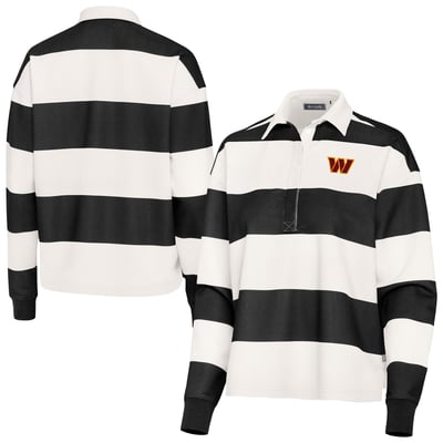 Washington Commanders Antigua Women's Banner Rugby Long Sleeve Polo - Black/Cream