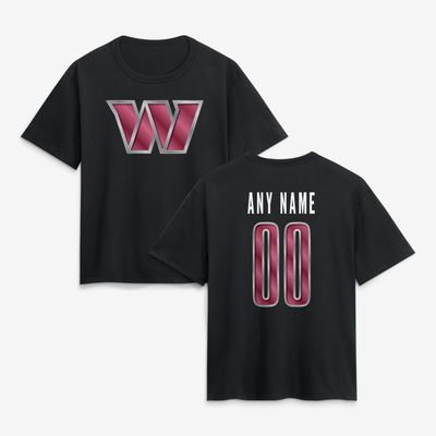 Washington Commanders Women's Forged Mascot Personalized Name & Number T-Shirt - Black