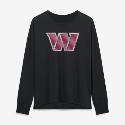 Washington Commanders Women's Metallic Mascot Long Sleeve T-Shirt - Black