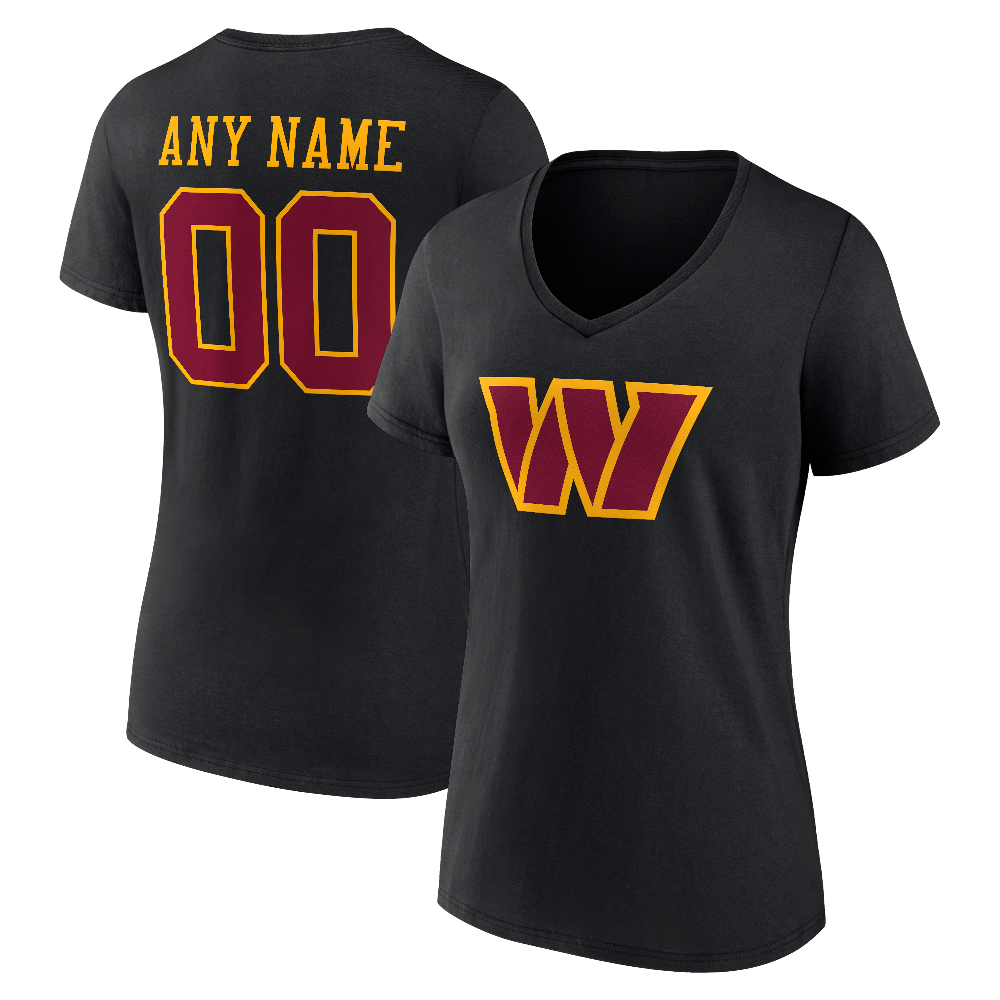 Women's Washington Commanders Team Authentic Personalized Name & Number V-Neck T-Shirt