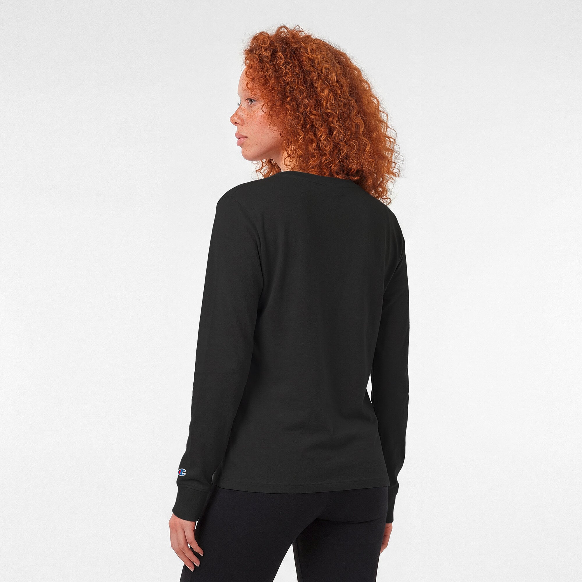 Women's Champion Black Washington Commanders Core Logo Long Sleeve T-Shirt