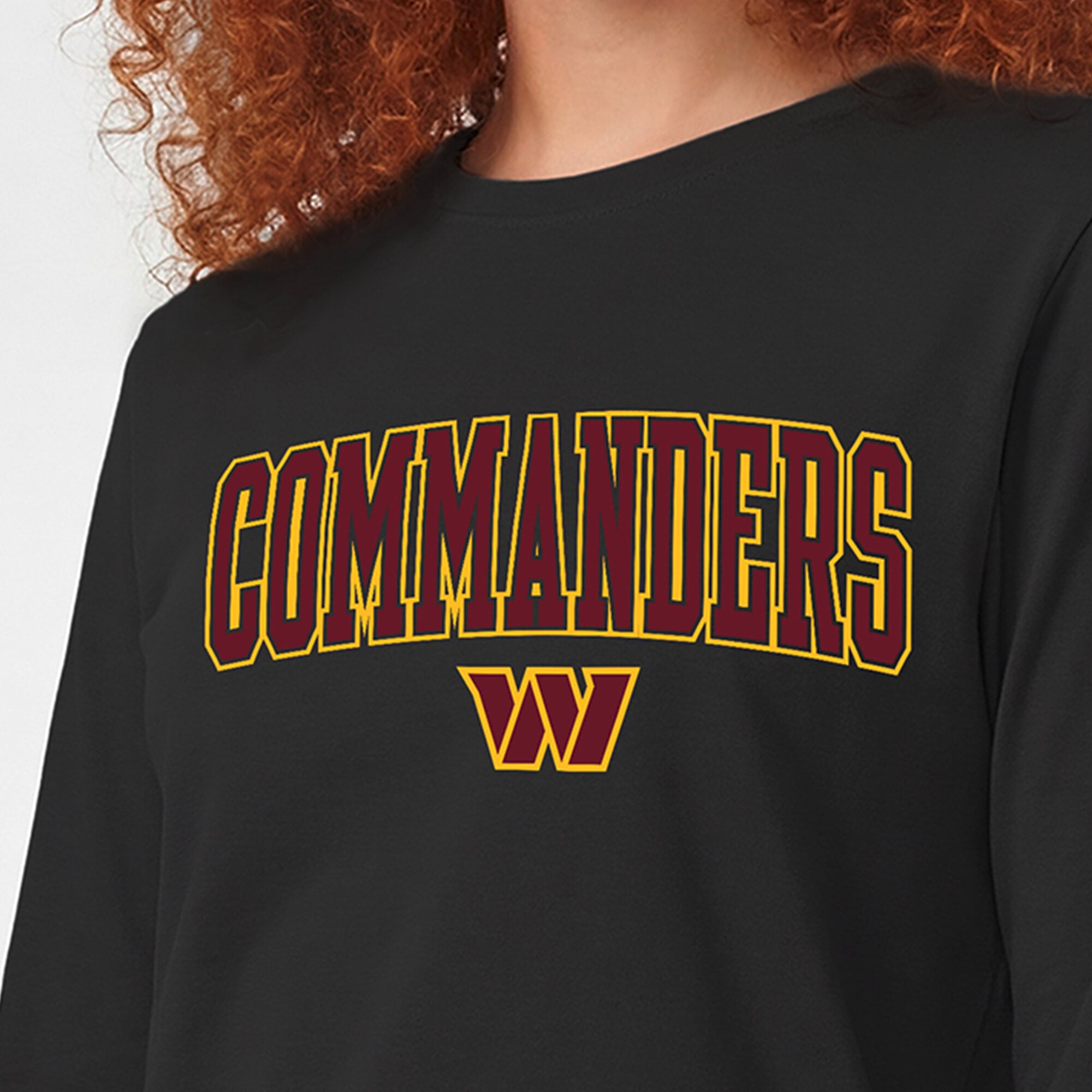 Women's Champion Black Washington Commanders Core Logo Long Sleeve T-Shirt