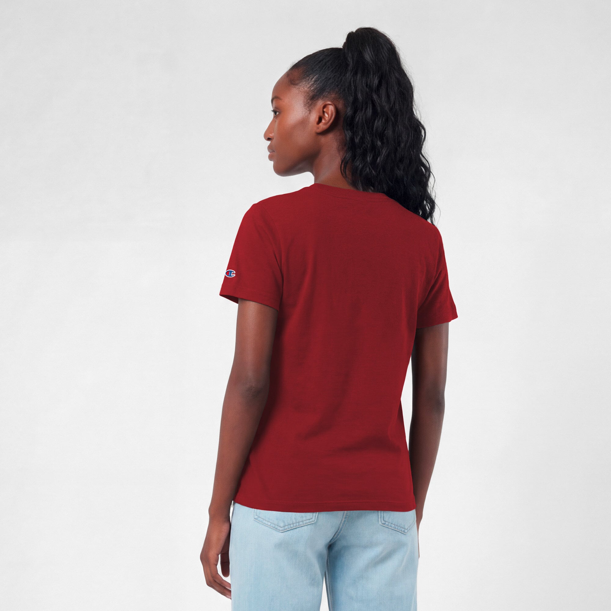 T-shirt Champion pour femmes, bordeaux, Washington Commanders, logo arqué