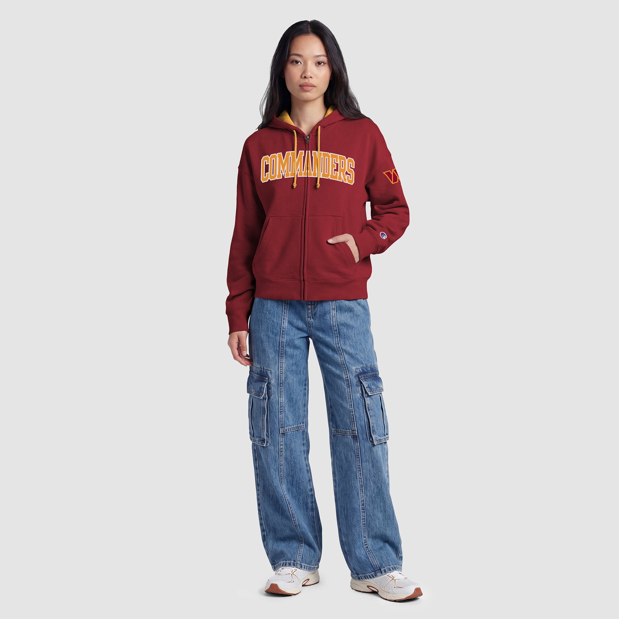 Sweat à capuche zippé Champion Washington Commanders bordeaux pour femme