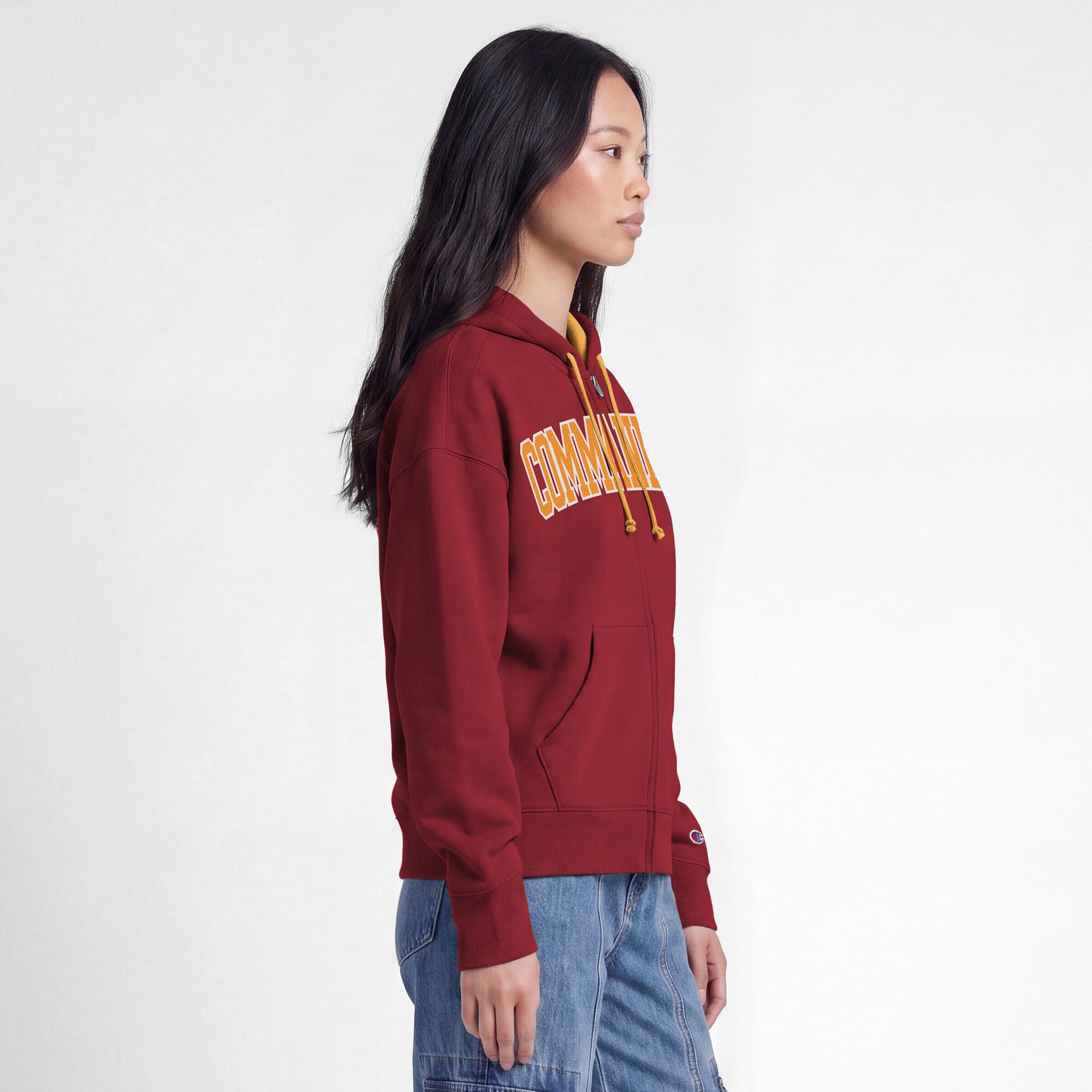 Sweat à capuche zippé Champion Washington Commanders bordeaux pour femme