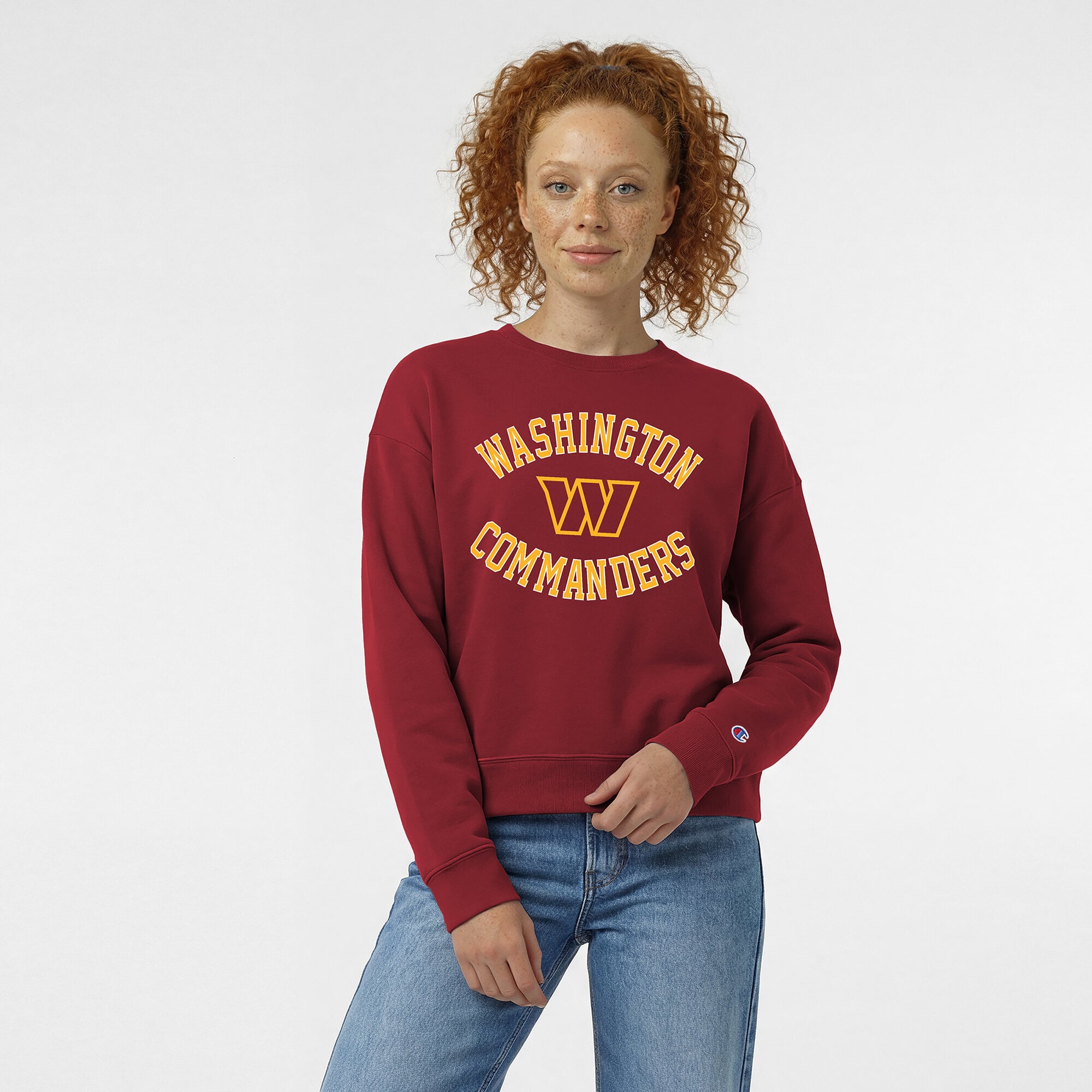 Women's Champion Burgundy Washington Commanders Heart & Soul Powerblend Sweatshirt