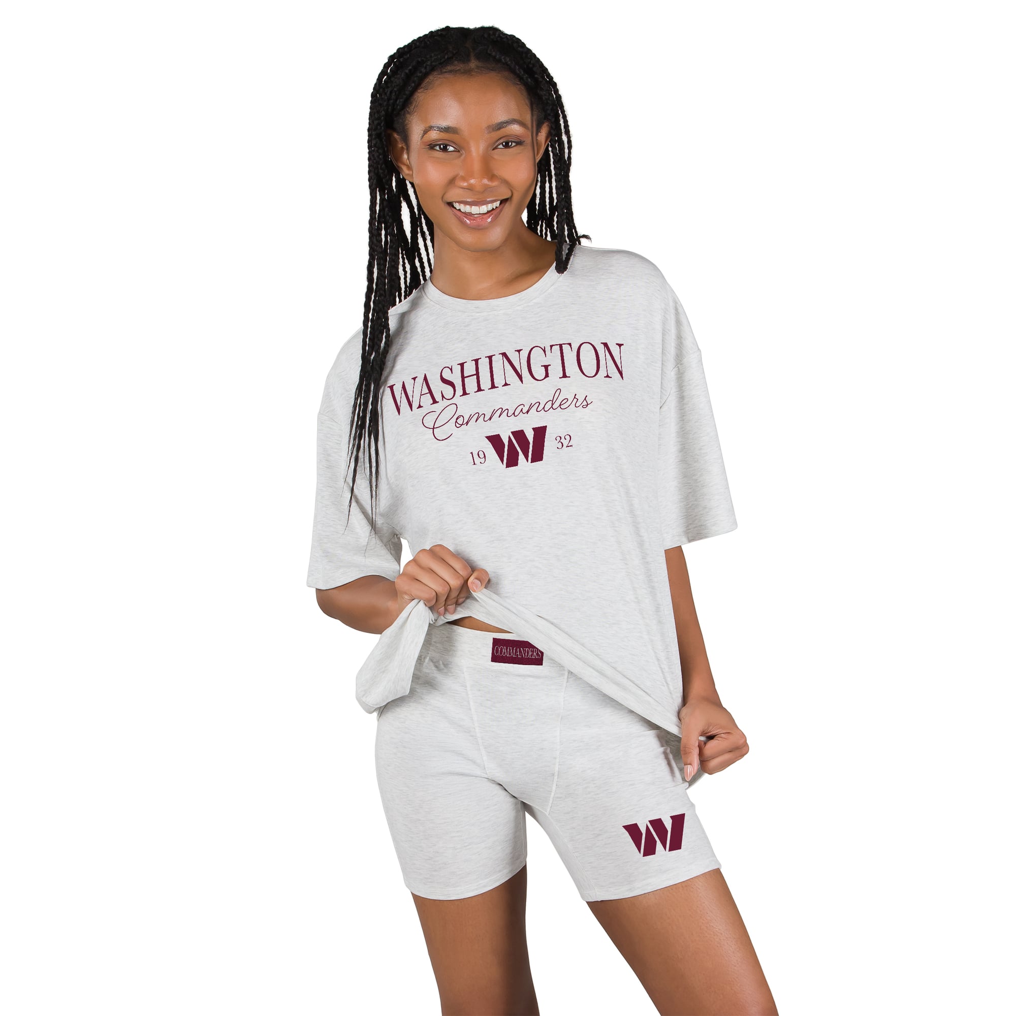 Women's Concepts Sport Gray Washington Commanders Fray T-Shirt and Briefs Sleep Set