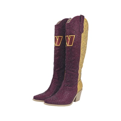  Washington Commanders Cuce Women's Two-Tone Crystal Cowboy Boot - Burgundy/Gold