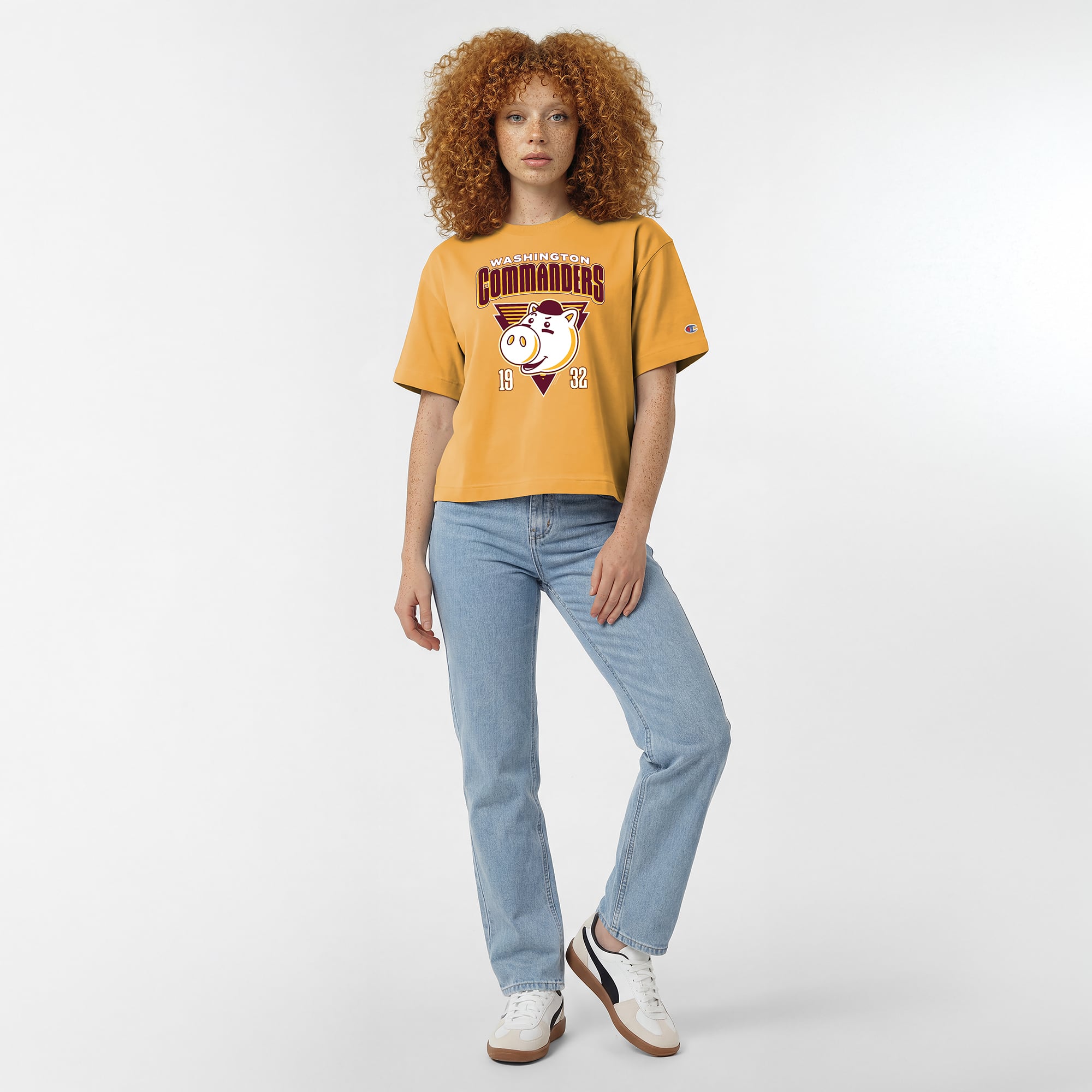 Women's Disney x Champion Gold Washington Commanders Hamm All-Star T-Shirt