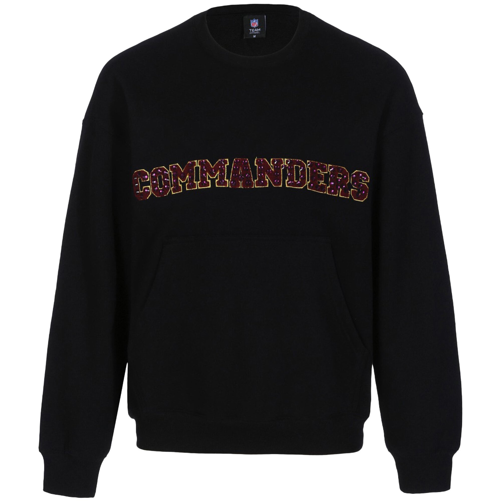 Women's FABGATING by Cuce Black Washington Commanders Chenille Jeweled Sweatshirt