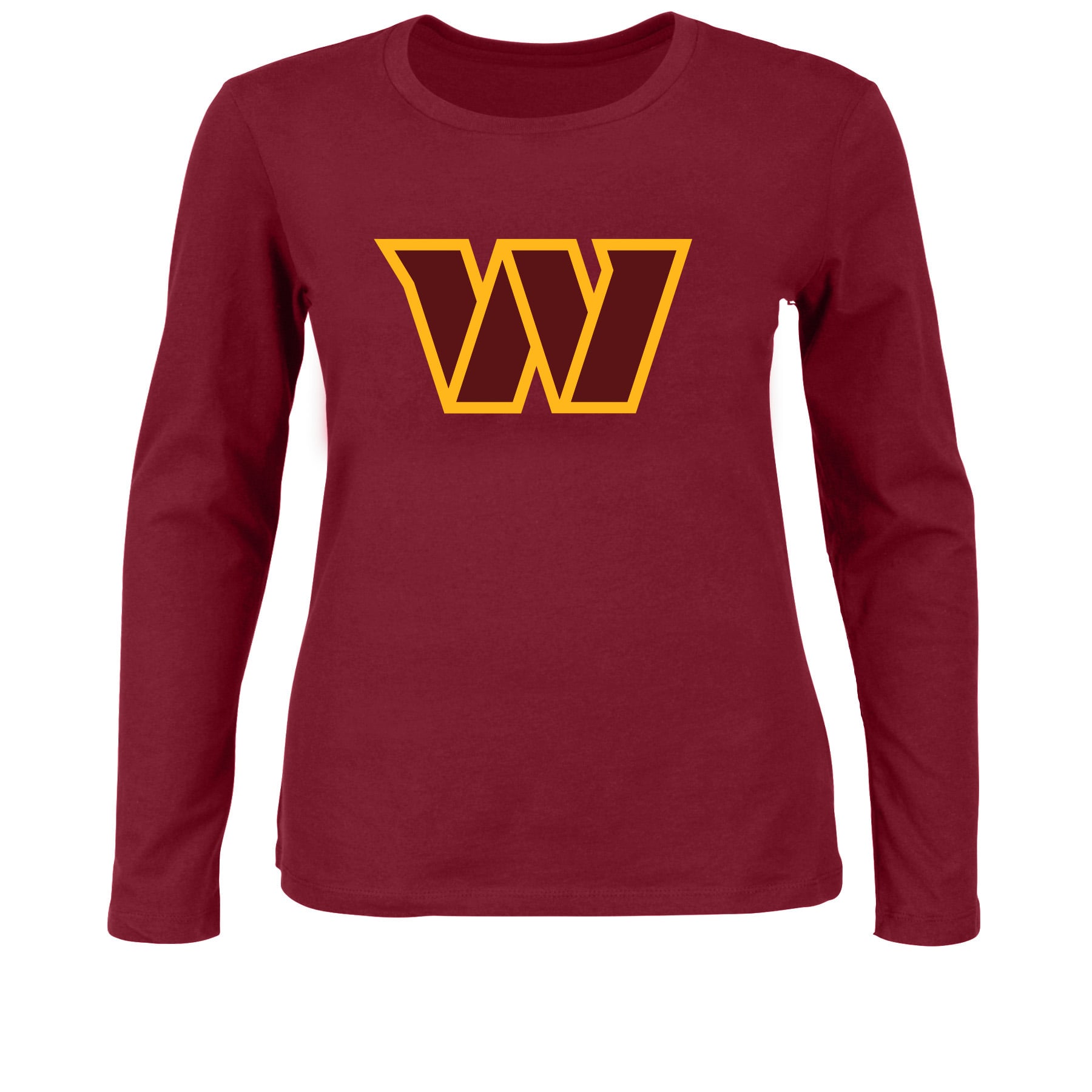 T-shirt à manches longues Fanatics bordeaux Washington Commanders pour femmes, grande taille, logo principal