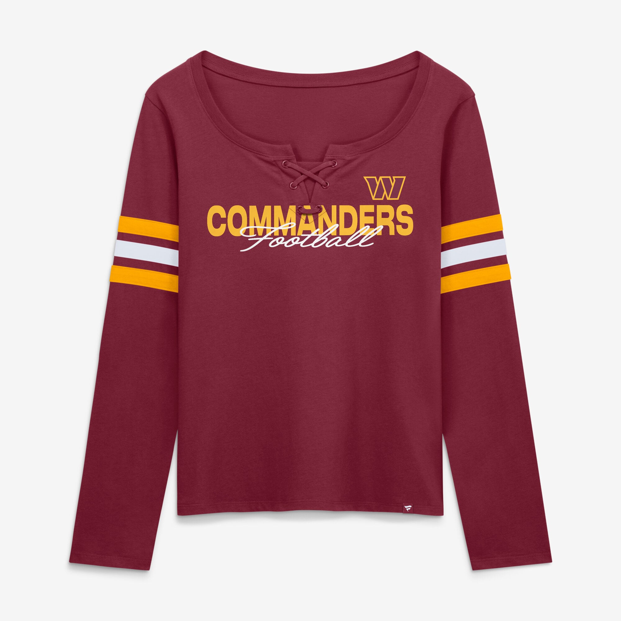 T-shirt à manches longues lacets Fanatics bordeaux Washington Commanders pour femmes
