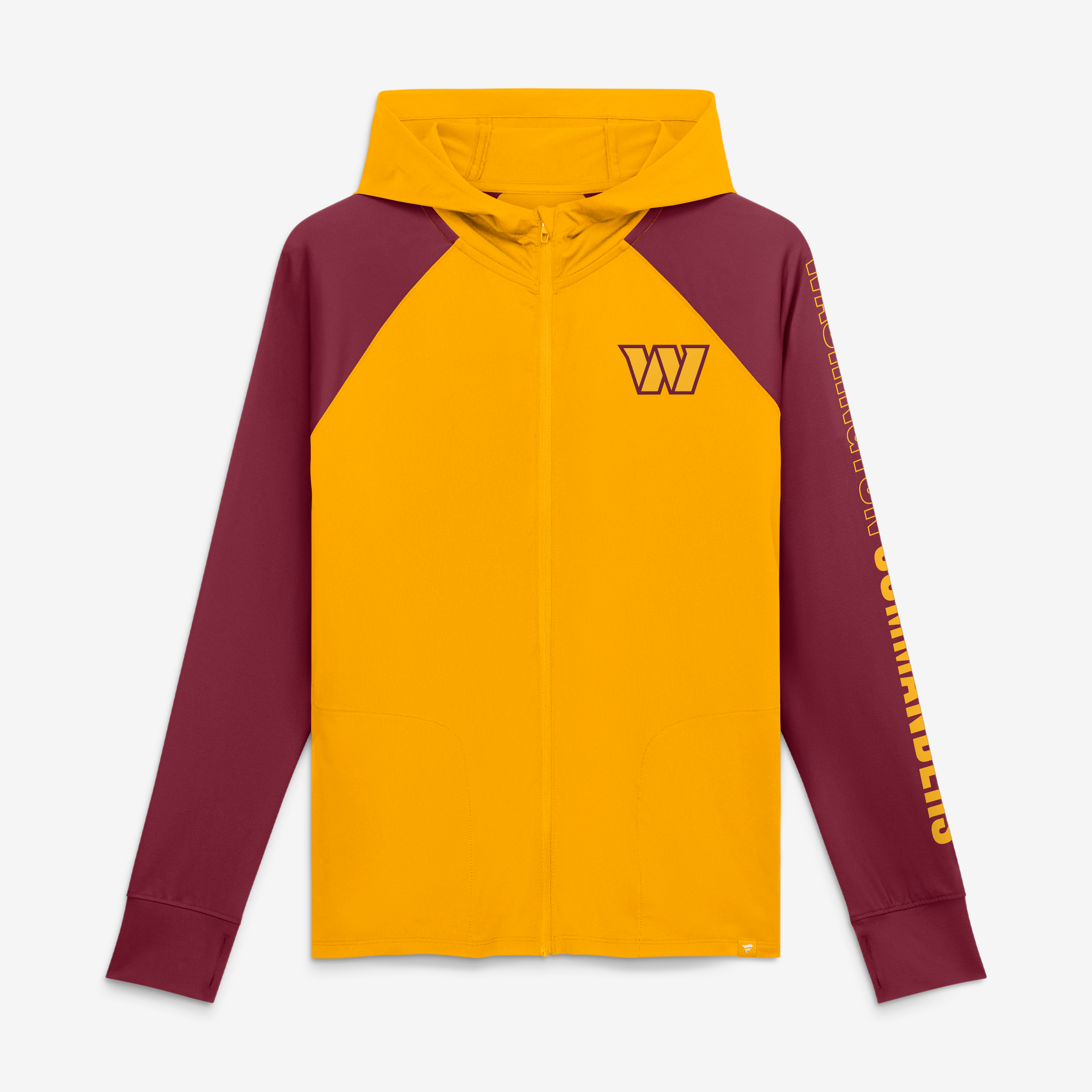 Women's Fanatics Gold/Burgundy Washington Commanders Cornerback Blitz​ Raglan Full-Zip Hoodie