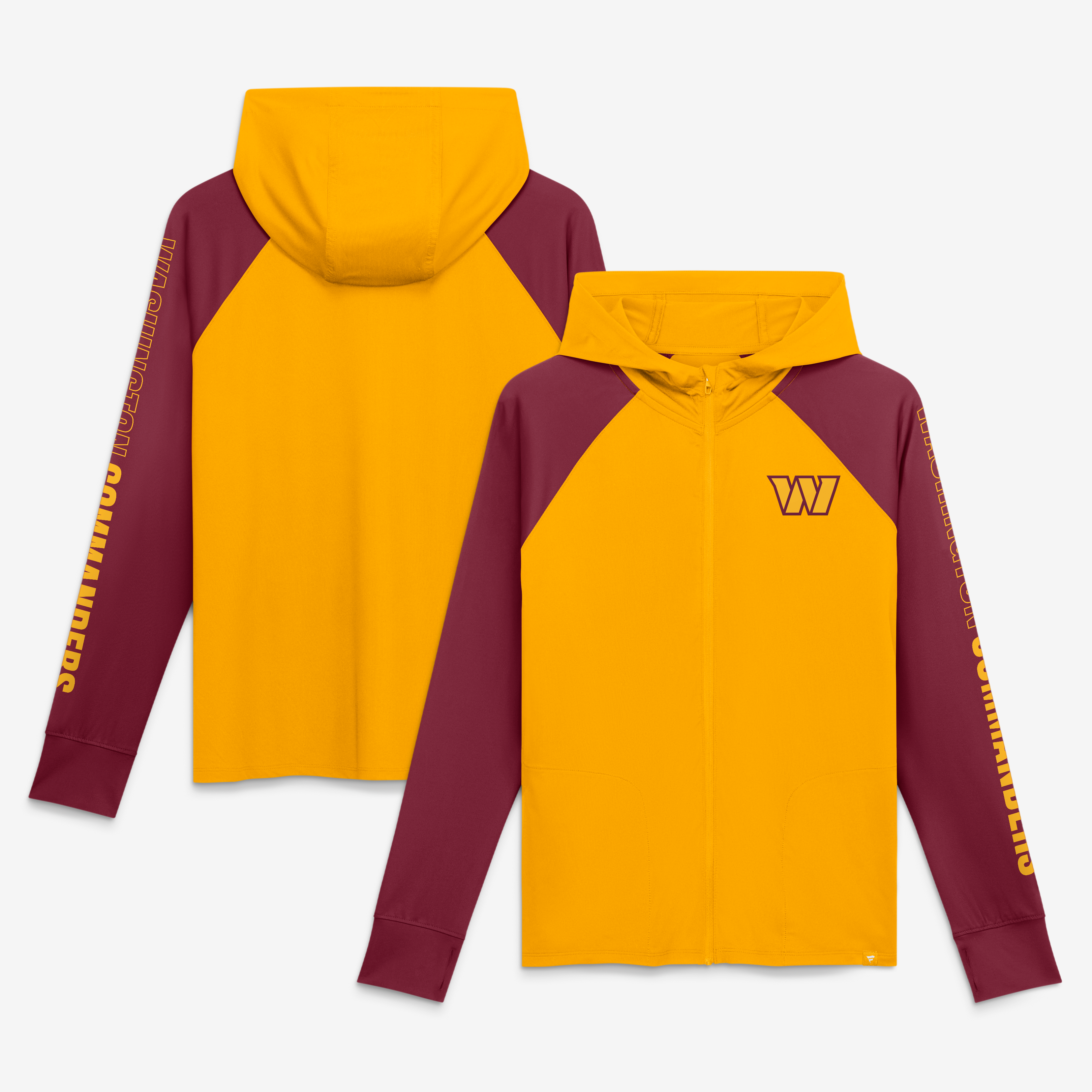Women's Fanatics Gold/Burgundy Washington Commanders Cornerback Blitz​ Raglan Full-Zip Hoodie