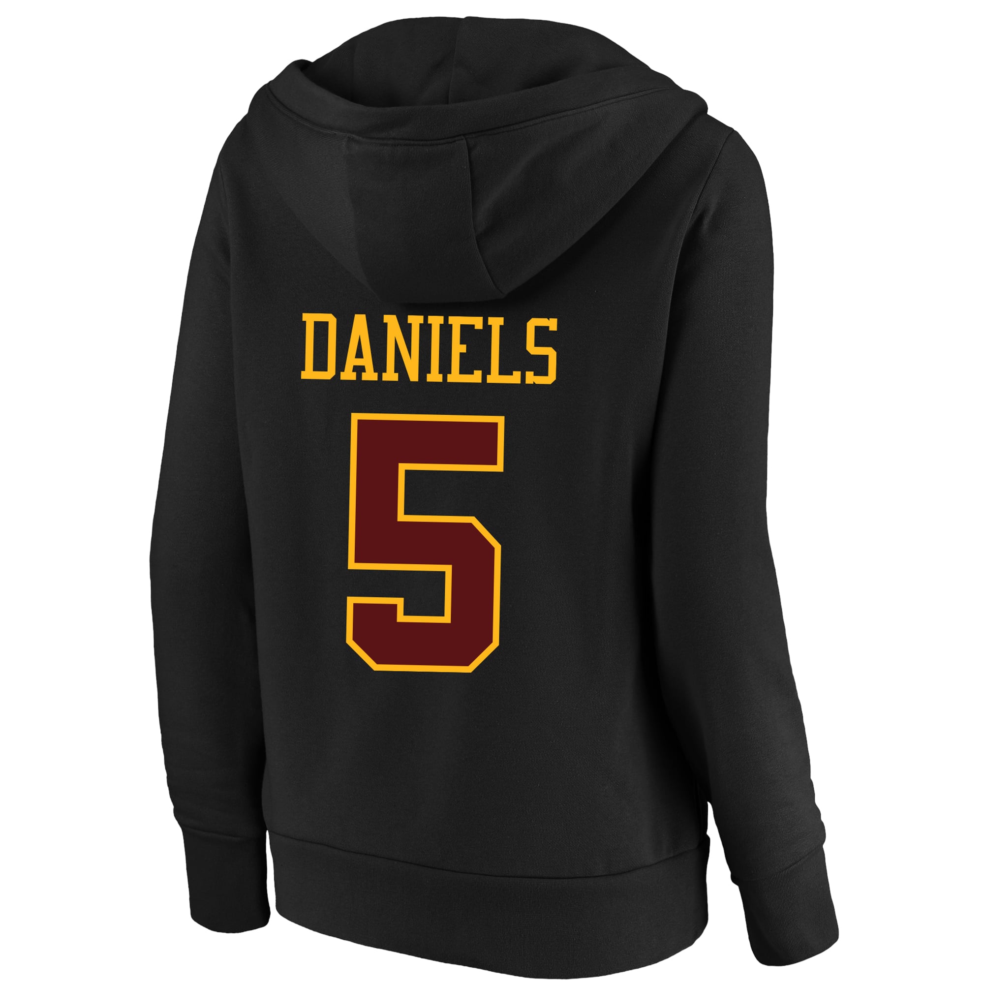 Women's Fanatics Jayden Daniels Black Washington Commanders Plus Player Name & Number Notch Neck Hoodie
