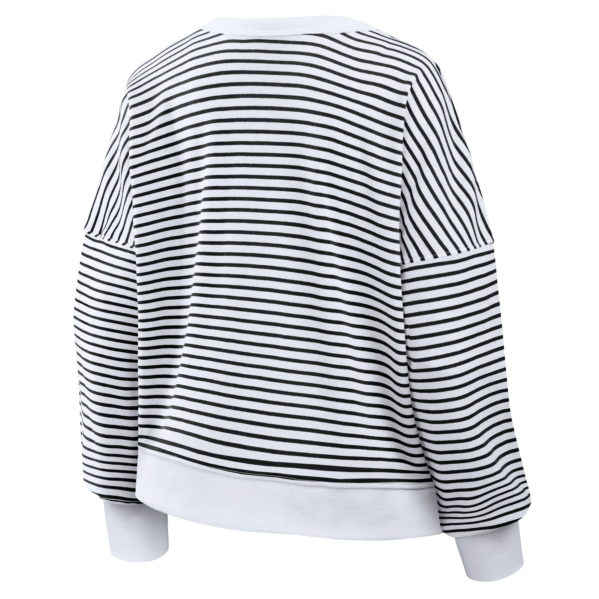 Sweat-shirt oversize rayé blanc et noir Washington Commanders pour femme de la marque Fanatics.