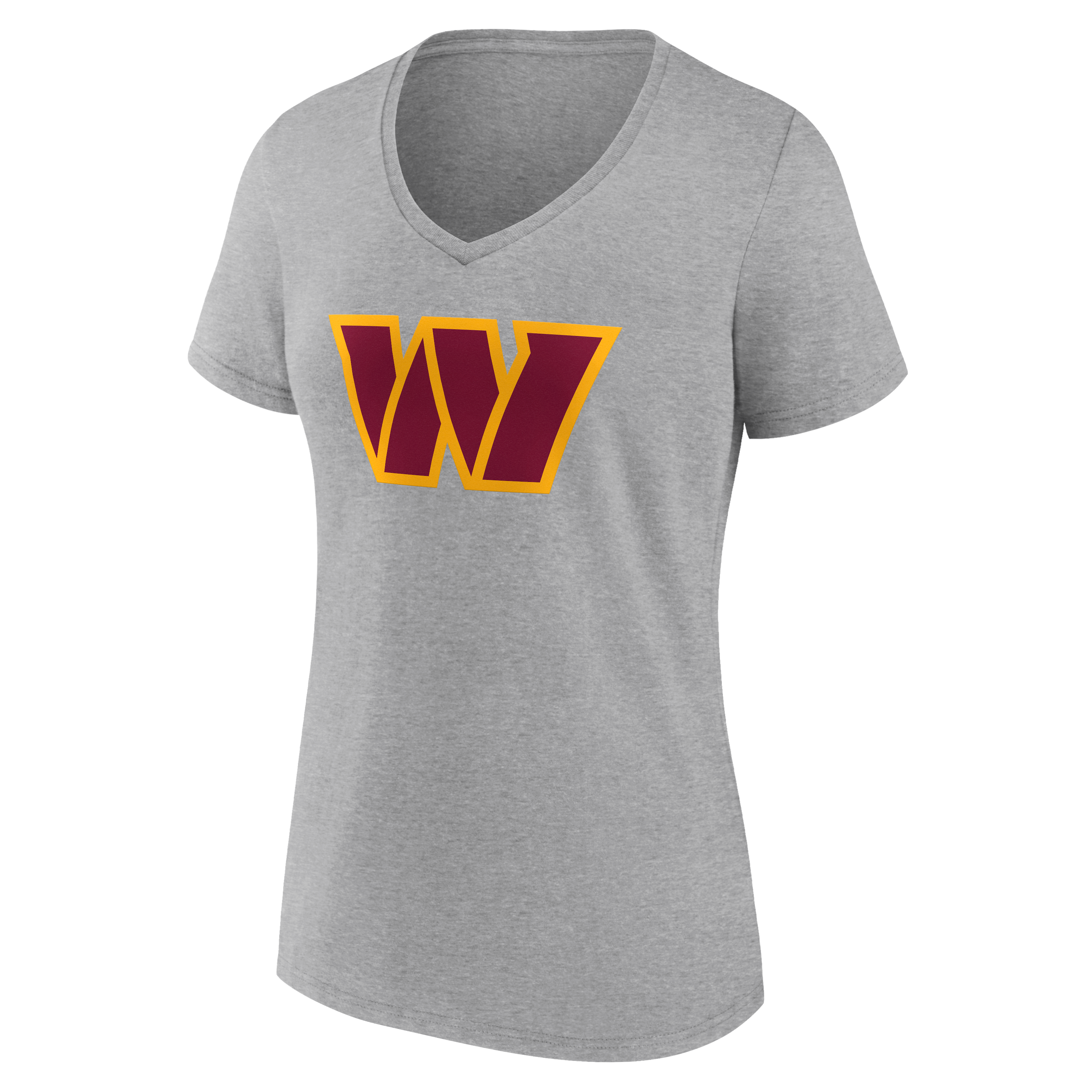 T-shirt à col en V authentique et personnalisé avec nom numéro de l'équipe Washington Commanders, gris, pour femmes
