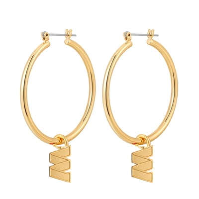  Washington Commanders LUV AJ Women's XL Logo Charm Hoop Earrings - Gold