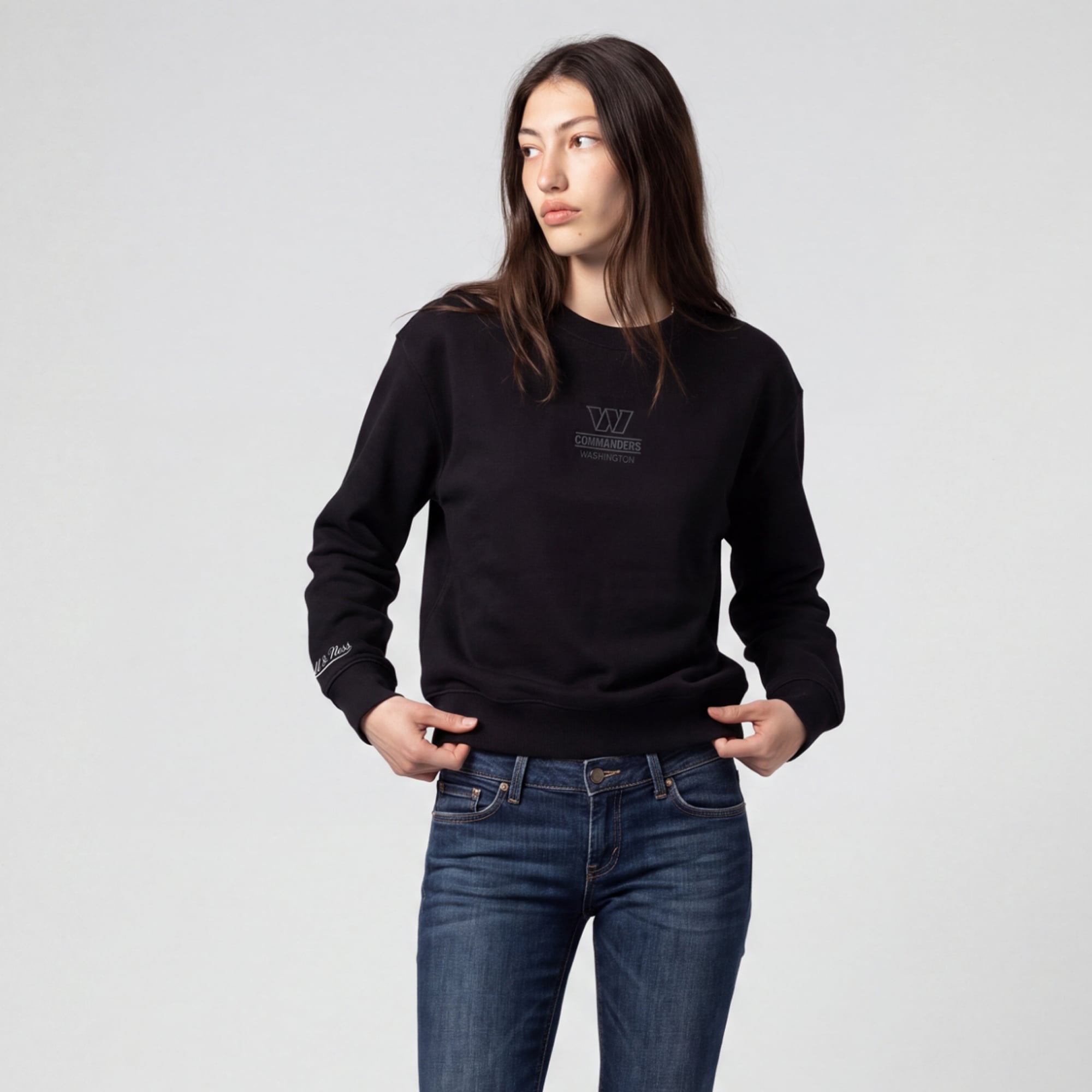 Women's Mitchell & Ness Washington Commanders Core Essentials Micro Logo Fleece Sweatshirt