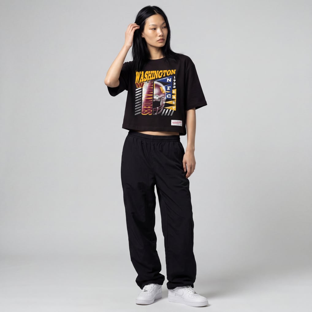 Women's Mitchell & Ness  Black Washington Commanders Street Graphic Boxy Cropped T-Shirt
