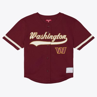 Washington Commanders Mitchell & Ness Women's Retro Roots Baseball Jersey - Burgundy