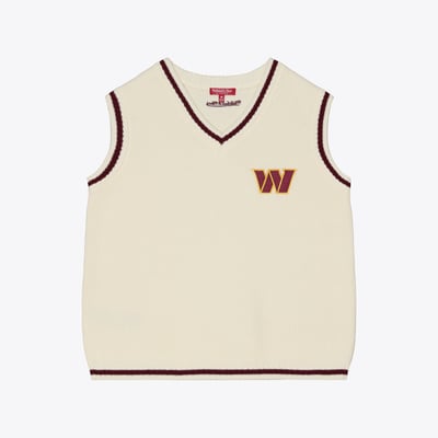 Washington Commanders Mitchell & Ness Women's Retro Roots V-Neck Sweater Vest - Cream