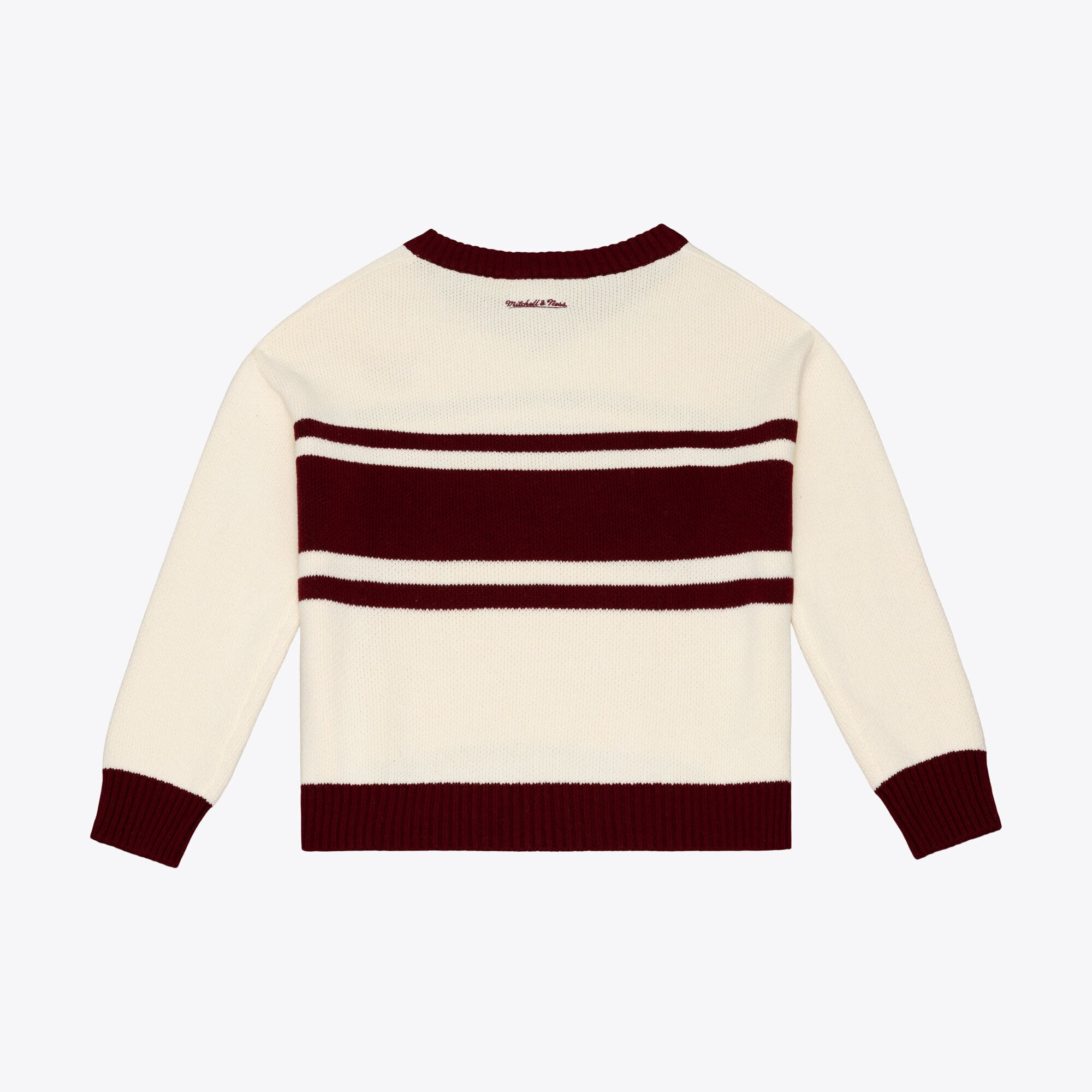 Pull col V Mitchell & Ness crème/noir Washington Commanders Retro Roots pour femme