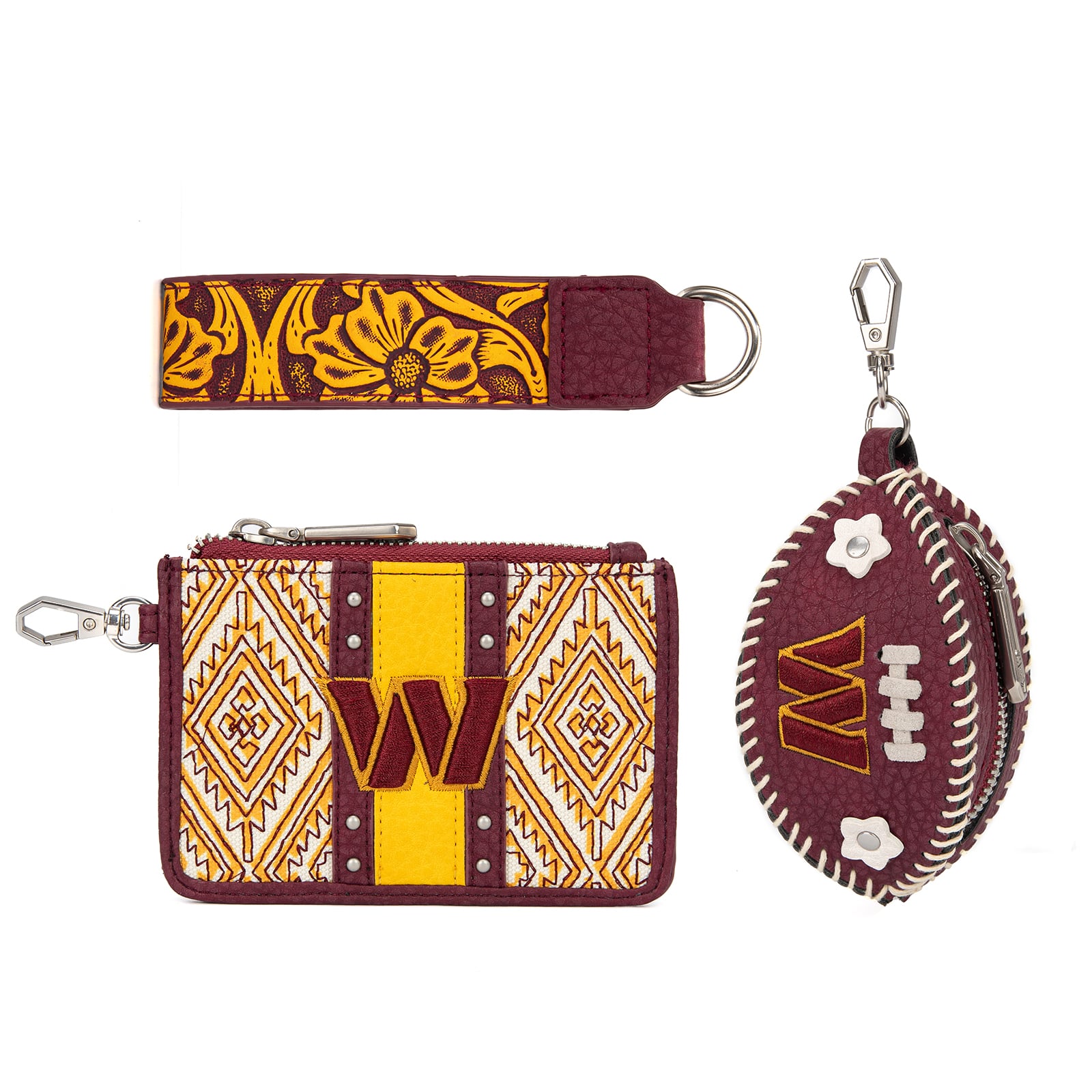 Portefeuille et bracelet porte-clés football Montana West Washington Commanders pour femmes