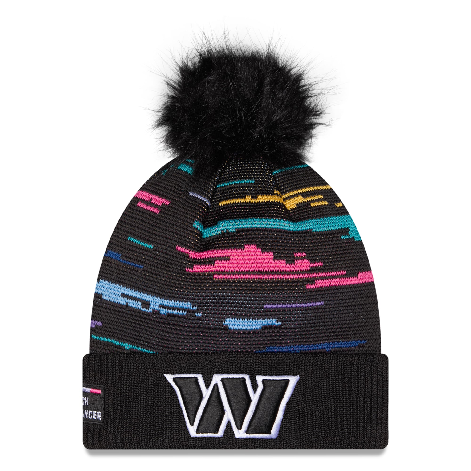 Women's New Era Black Washington Commanders 2026 NFL Crucial Catch Cuffed Knit Hat with Pom