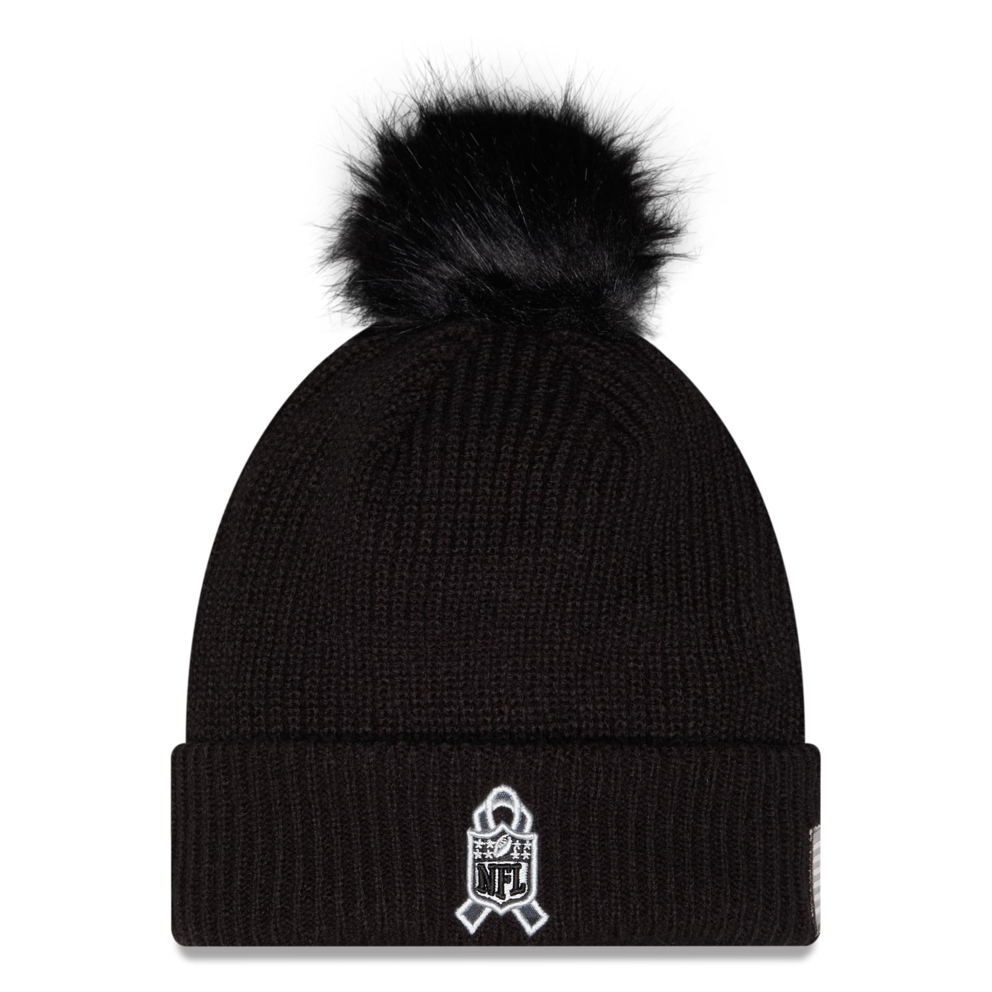 Bonnet à revers en maille avec pompon, noir, New Era Washington Commanders 2026 Salute To Service pour femme