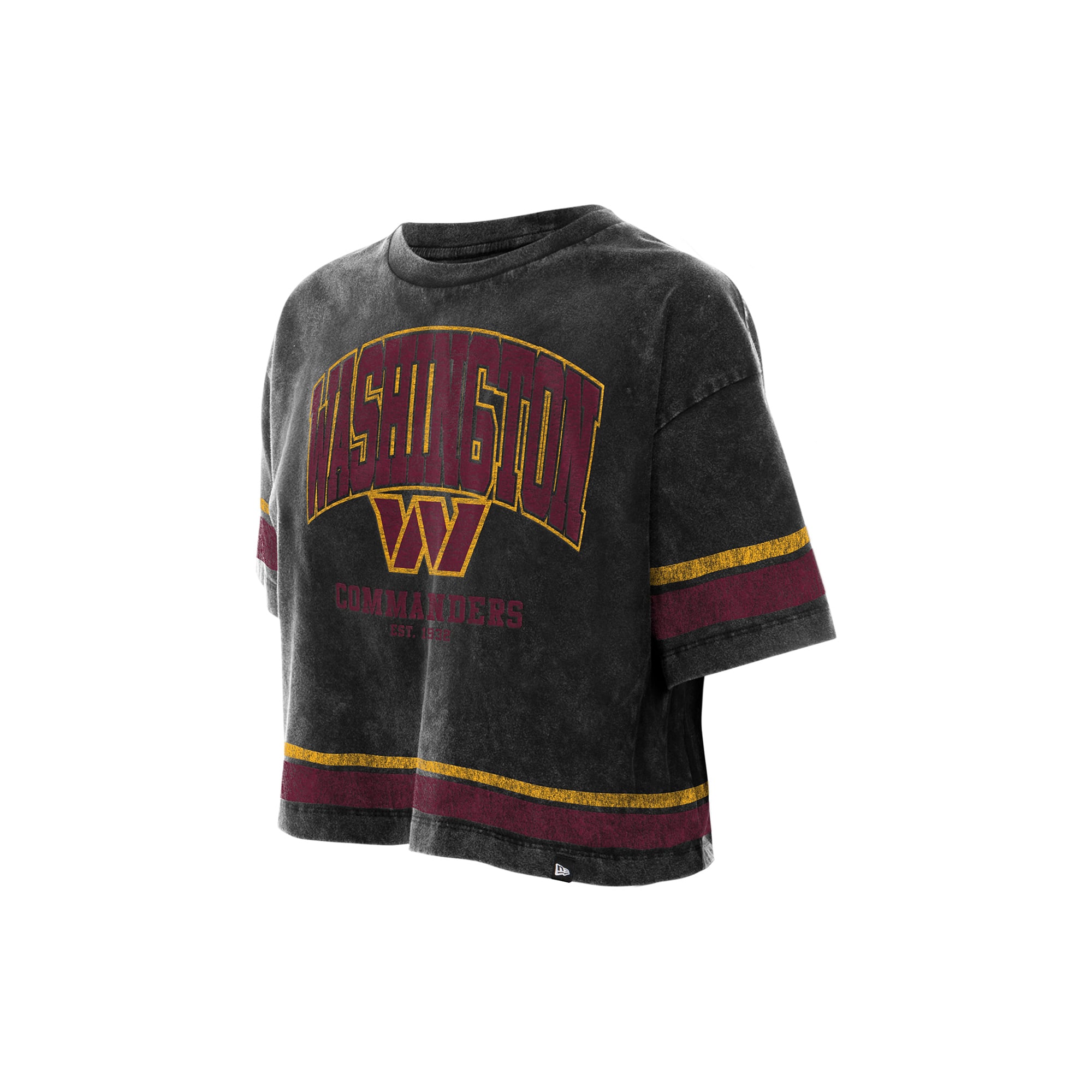 Women's New Era Black Washington Commanders Lifestyle Mineral Wash Boxy Cropped T-Shirt