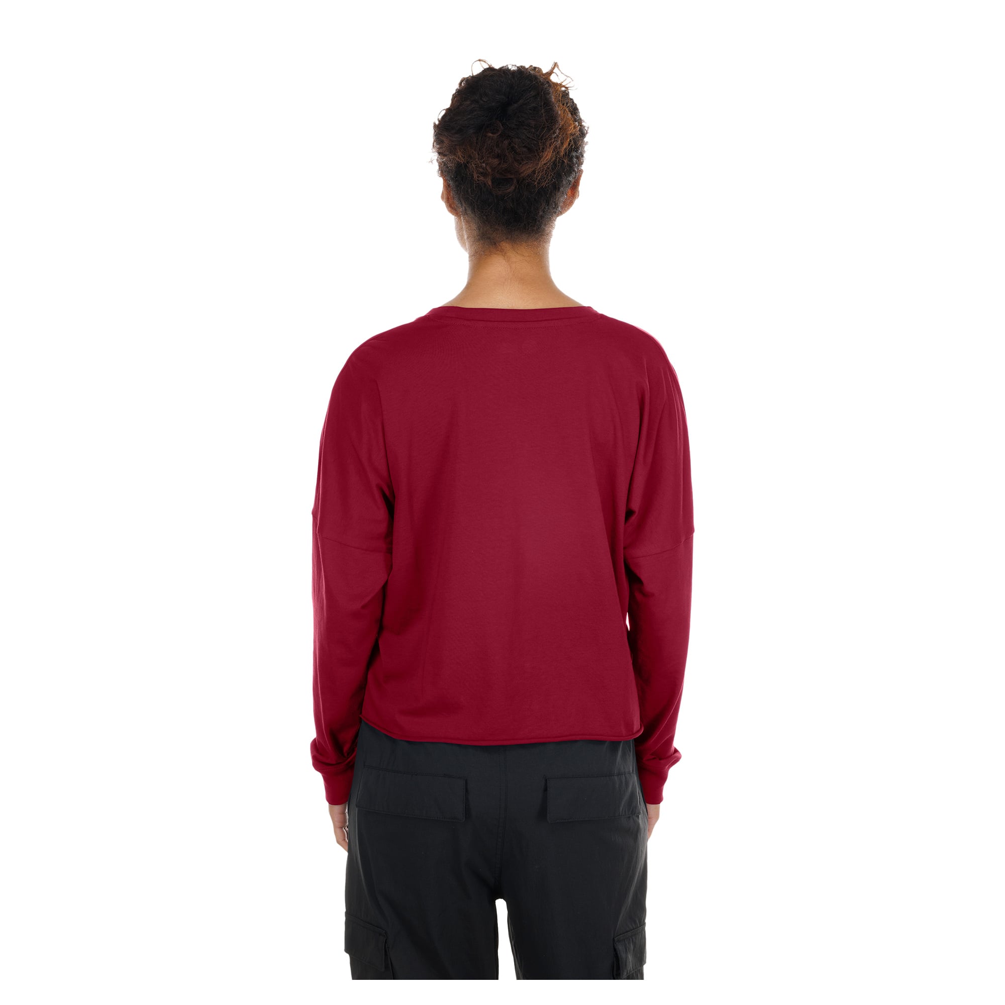Women's New Era  Burgundy Washington Commanders Cropped Oversized Long Sleeve T-Shirt