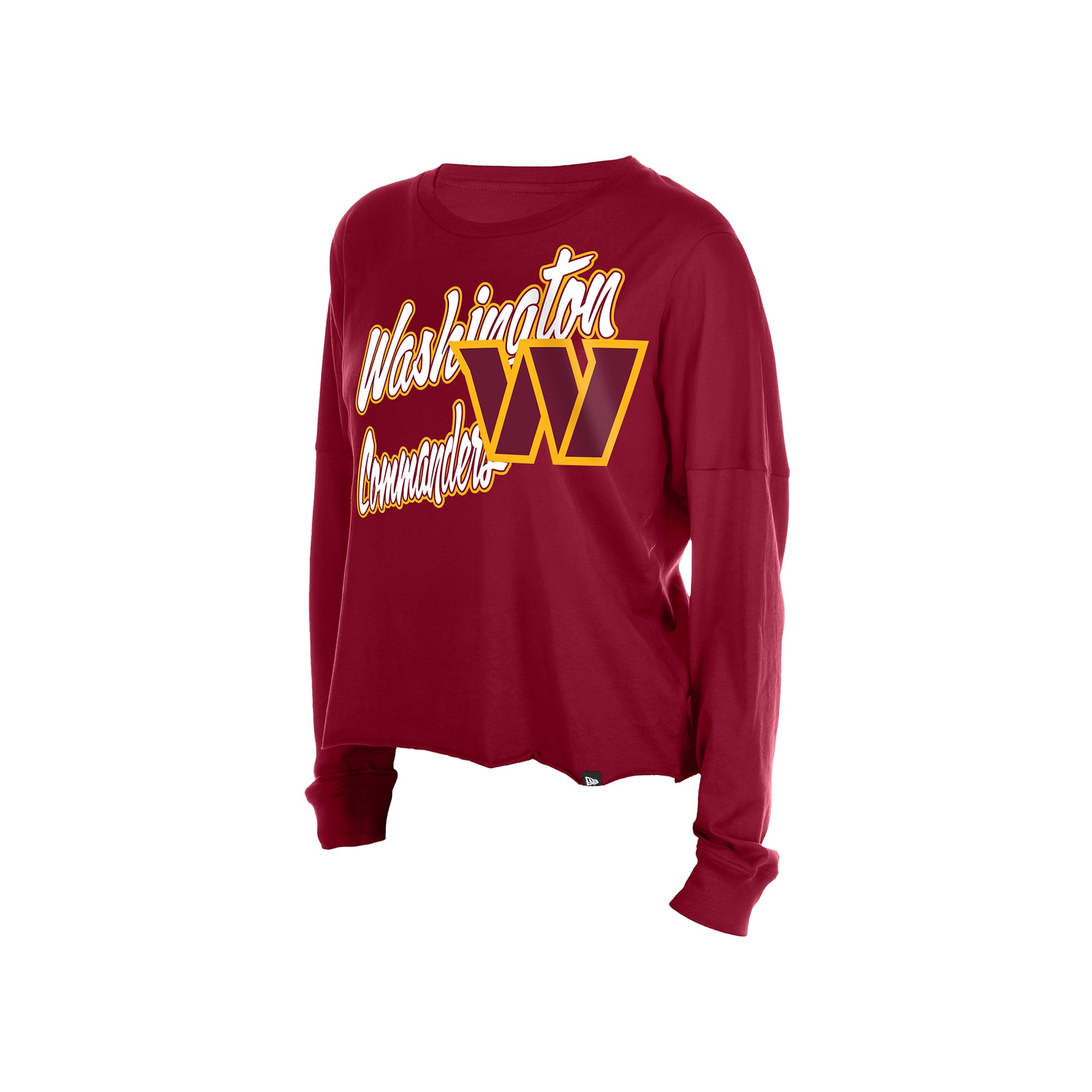 Women's New Era  Burgundy Washington Commanders Cropped Oversized Long Sleeve T-Shirt