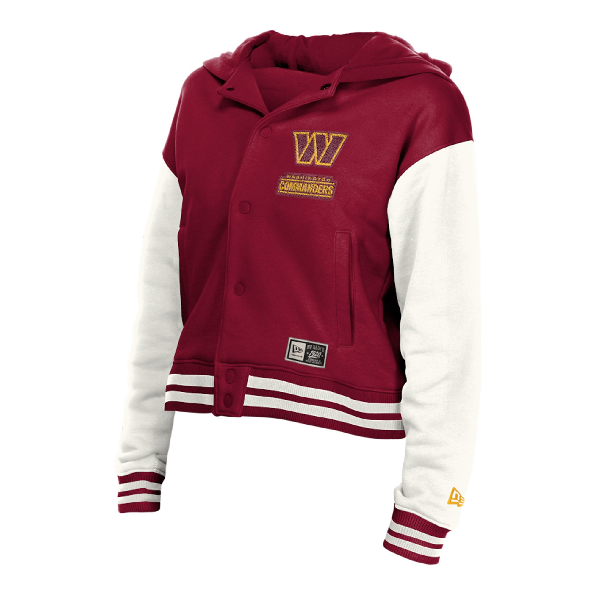 Veste à capuche New Era Washington Commanders bordeaux rétro pour femme, fermeture boutons-pression