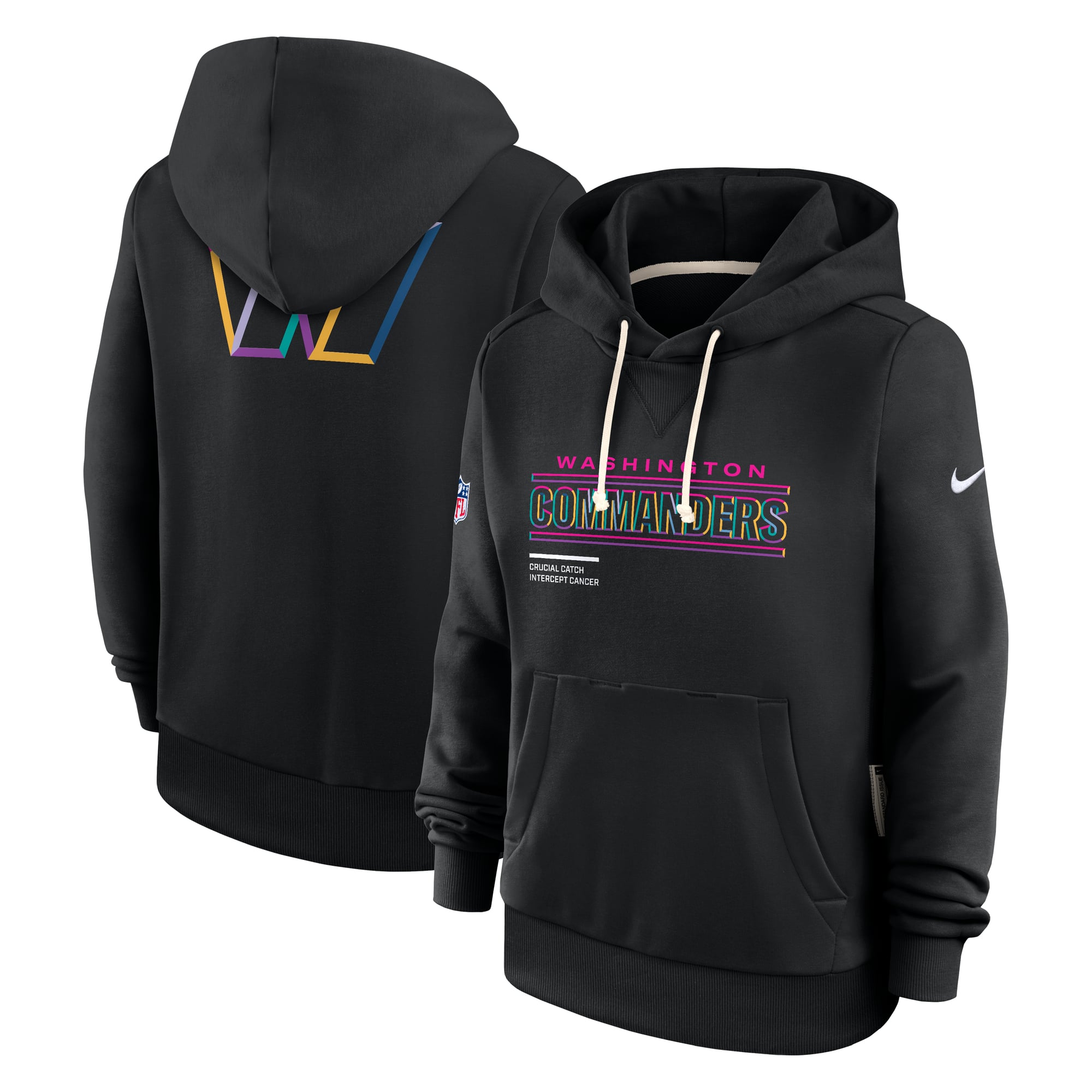 Sweat à capuche Nike noir Washington Commanders 2025 NFL Crucial Catch Sideline Standard Issue Dri-FIT pour femme