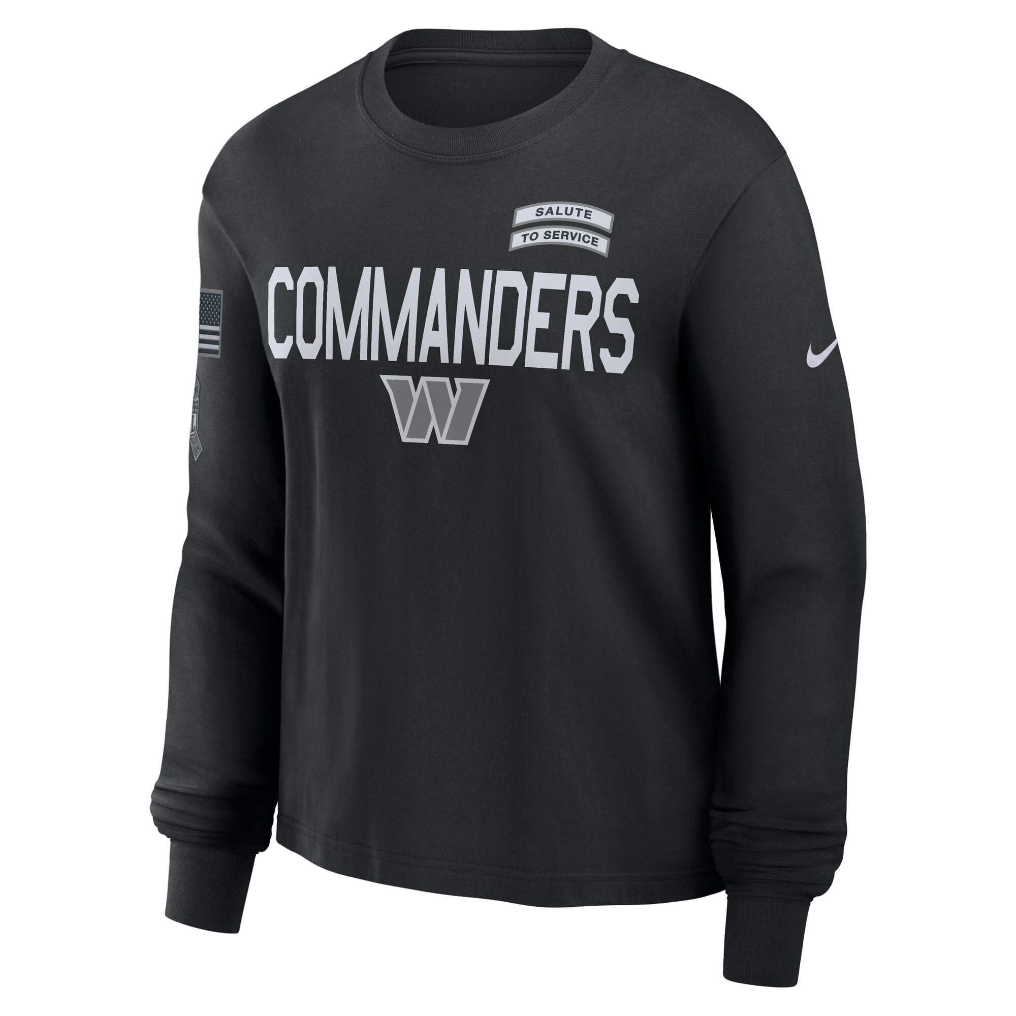 T-shirt à manches longues Nike Black Washington Commanders 2026 Salute to Service Sideline pour femme