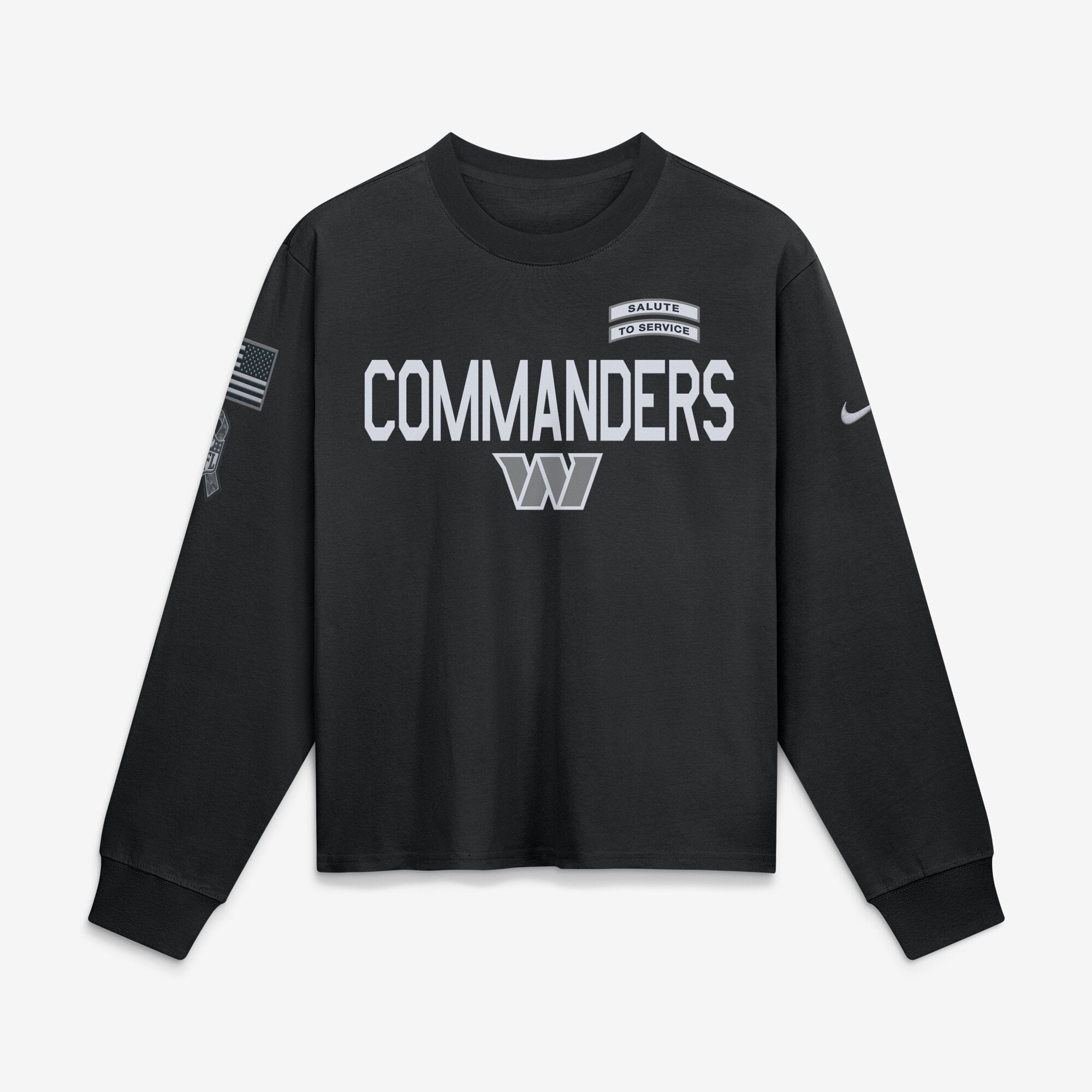 T-shirt à manches longues Nike Black Washington Commanders 2026 Salute to Service Sideline pour femme