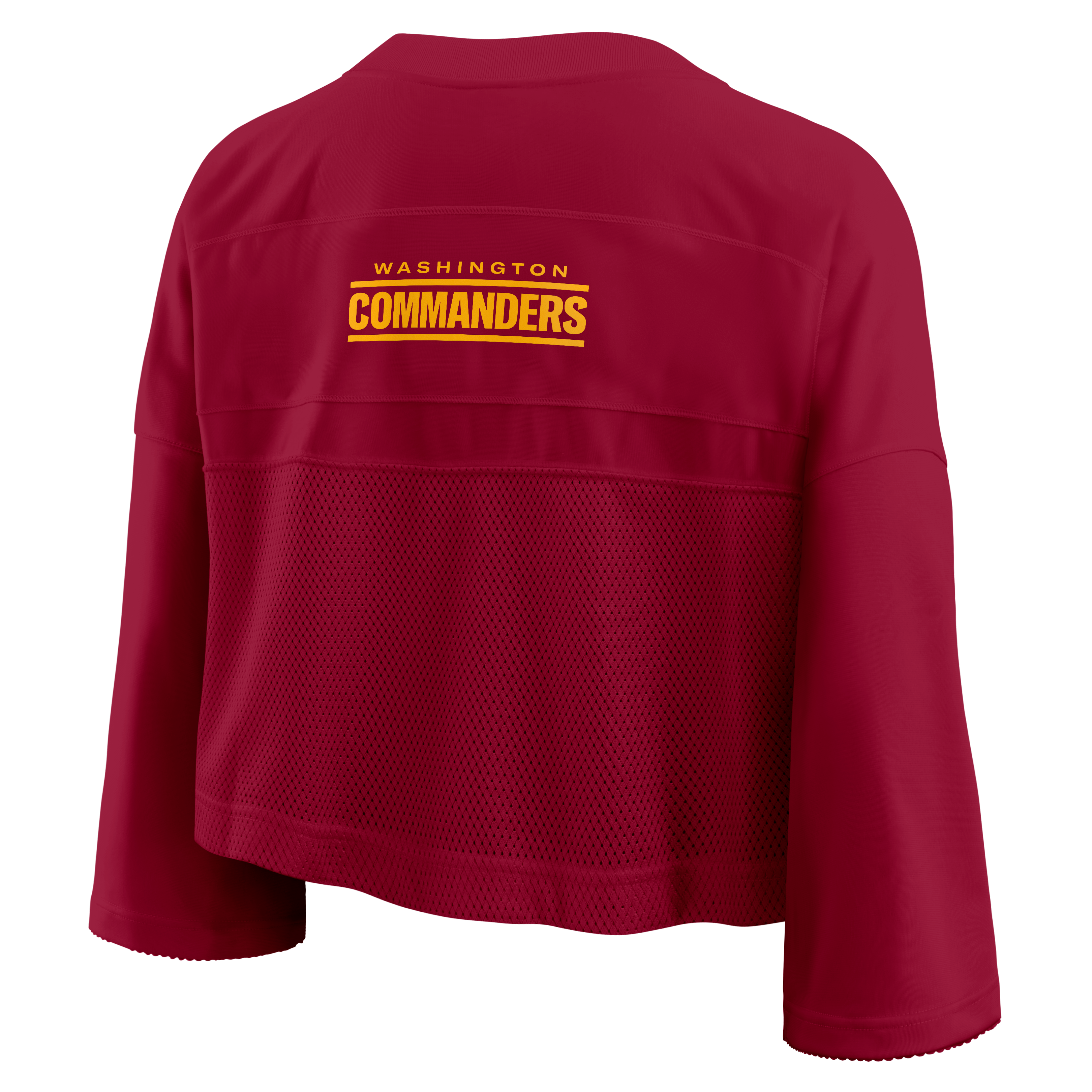 Maillot de mode court en maille Dri-FIT Nike pour femme, modèle Washington Commanders Rewind, couleur bordeaux.