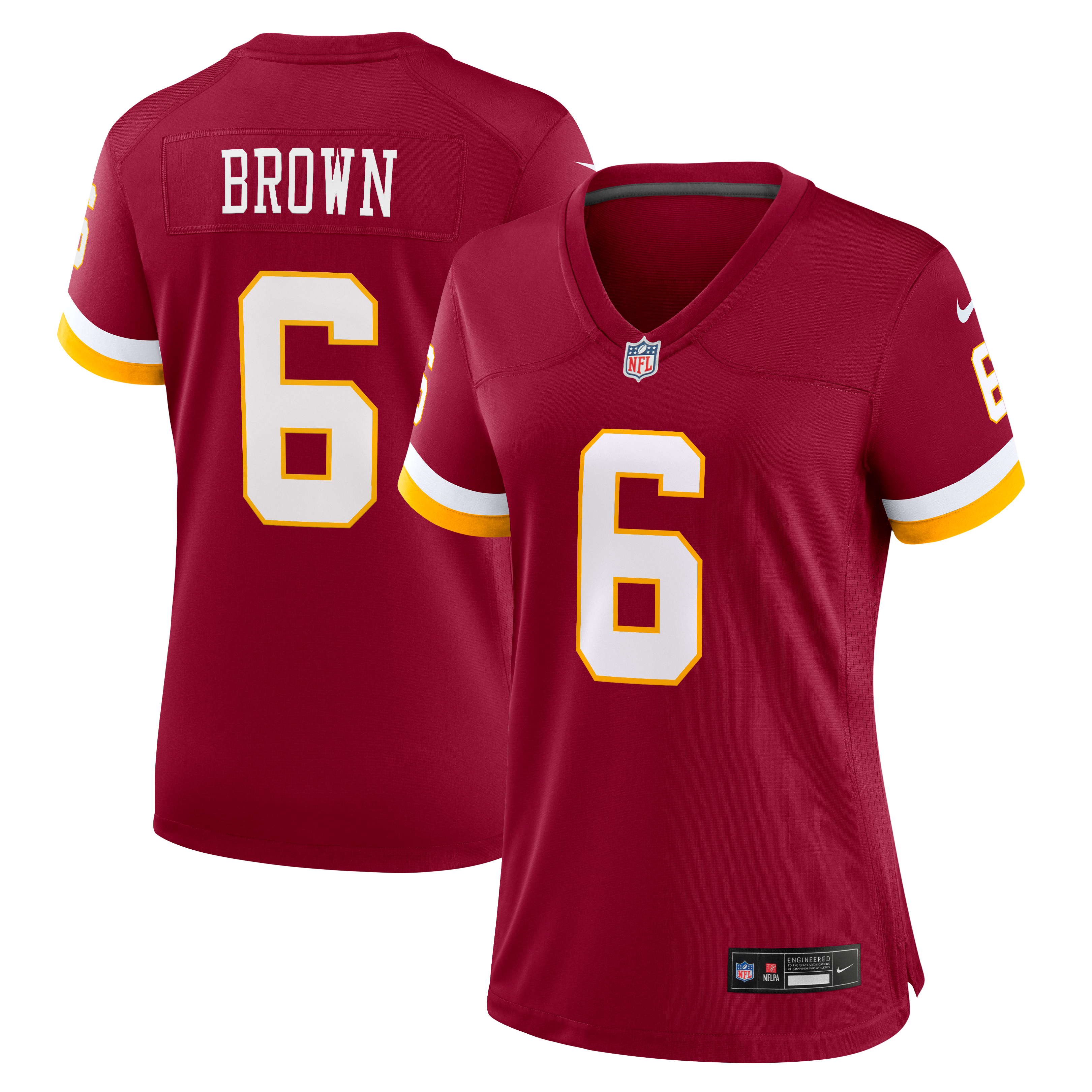 Maillot de match Nike Dyami marron bordeaux pour femme, Washington Commanders