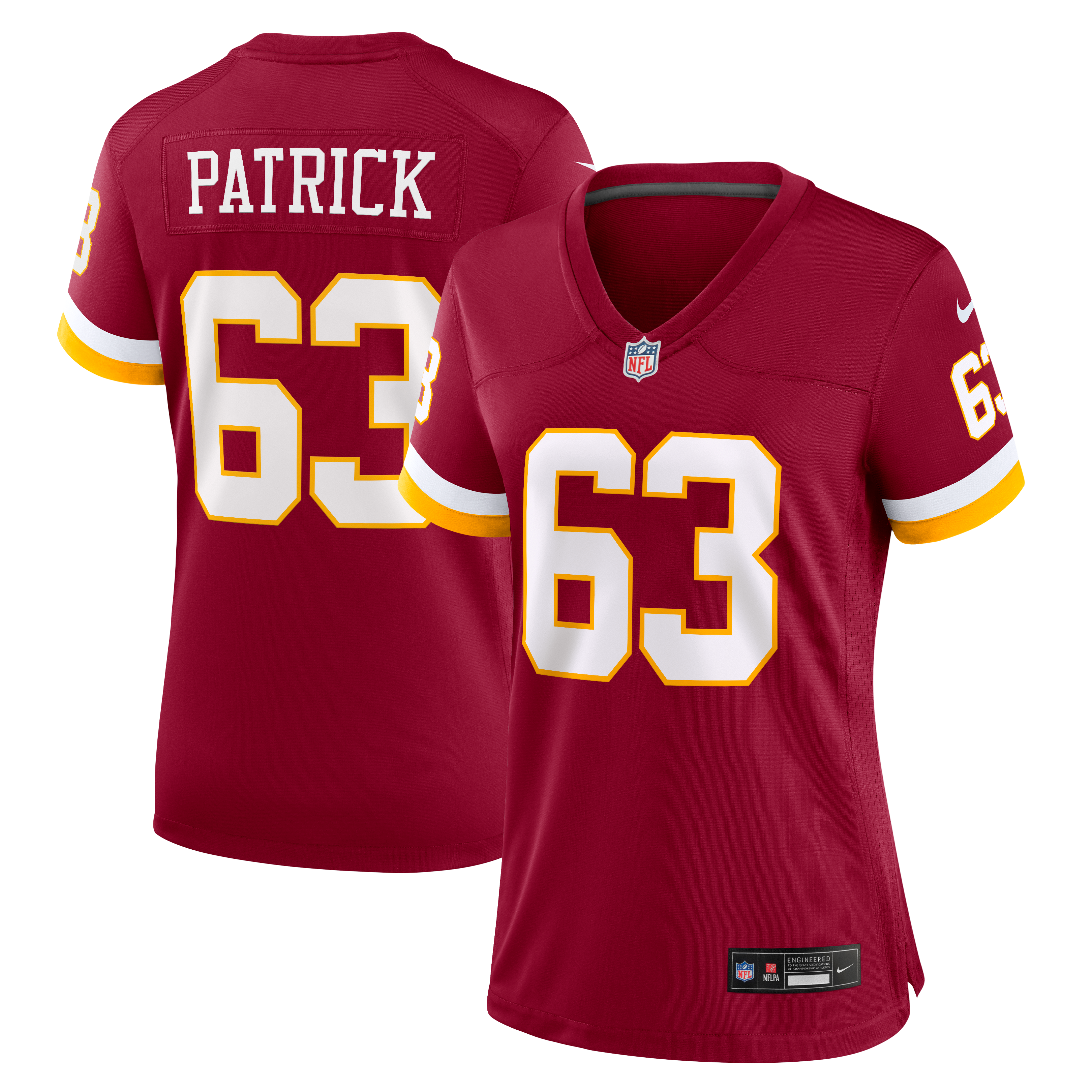 Maillot de match Nike Lucas Patrick bordeaux pour femme, Washington Commanders