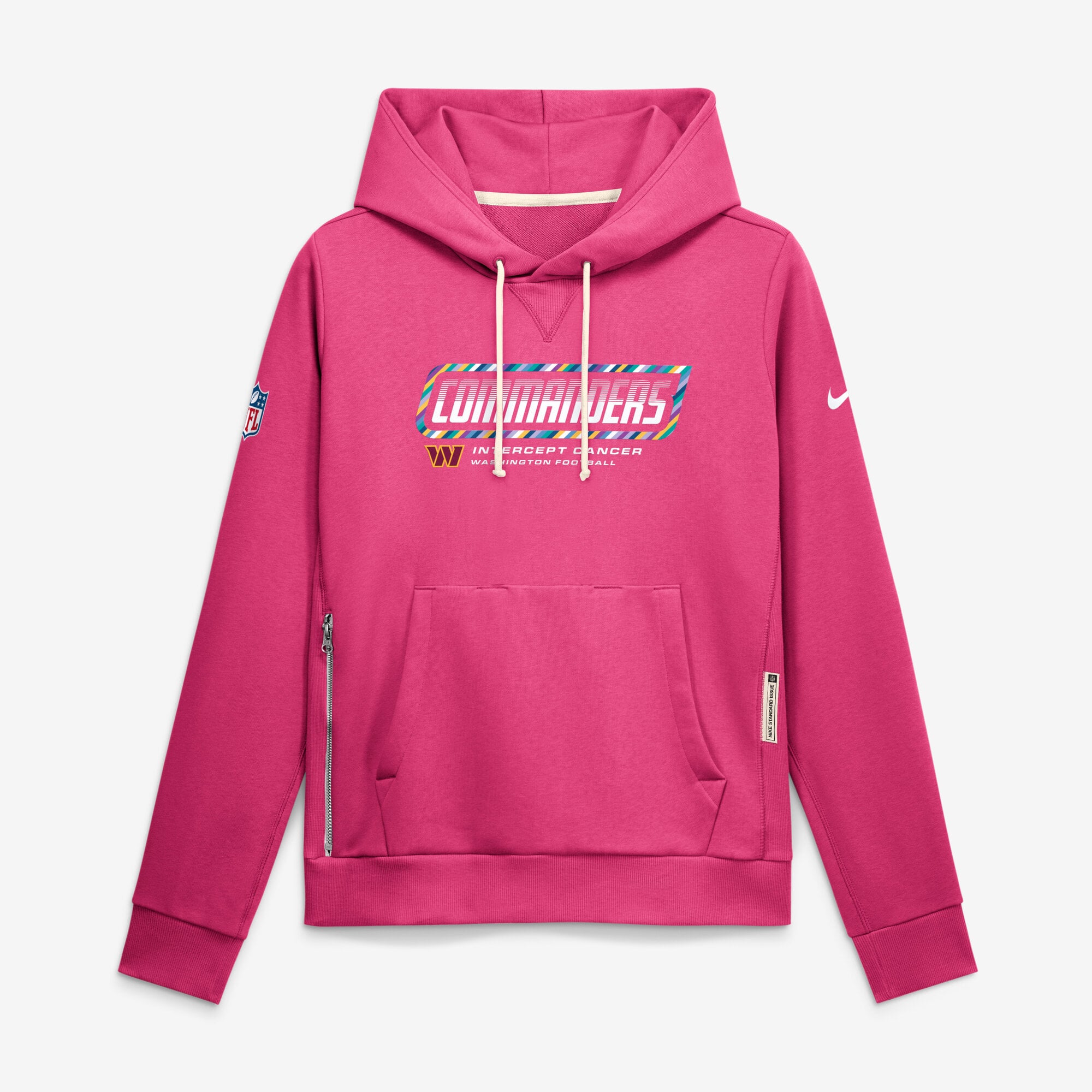 Sweat à capuche Nike rose Washington Commanders 2026 NFL Crucial Catch Sideline Standard Issue Dri-FIT pour femme