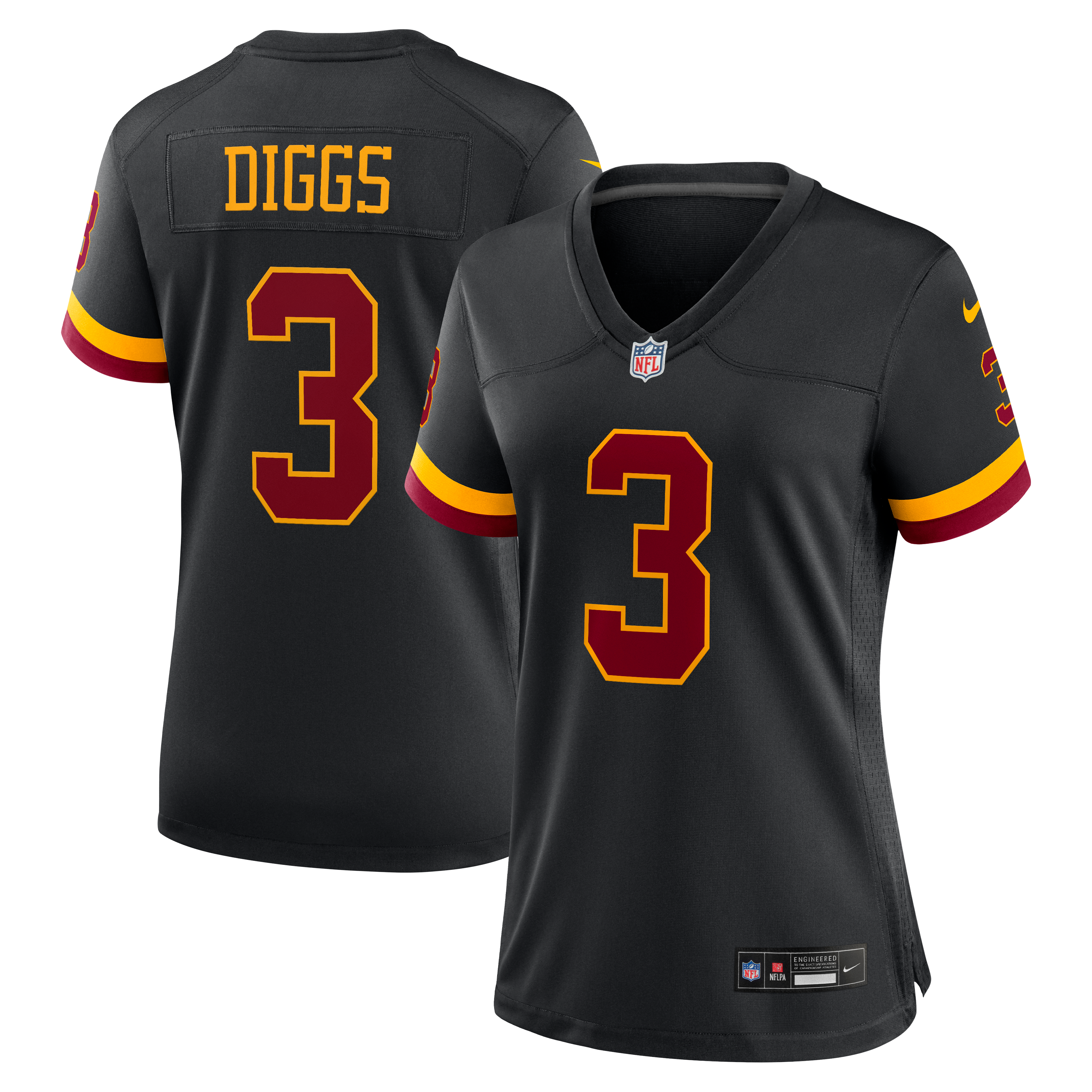 Maillot de match alternatif Nike Stefon Diggs noir pour femmes, Washington Commanders, Hail Raiser