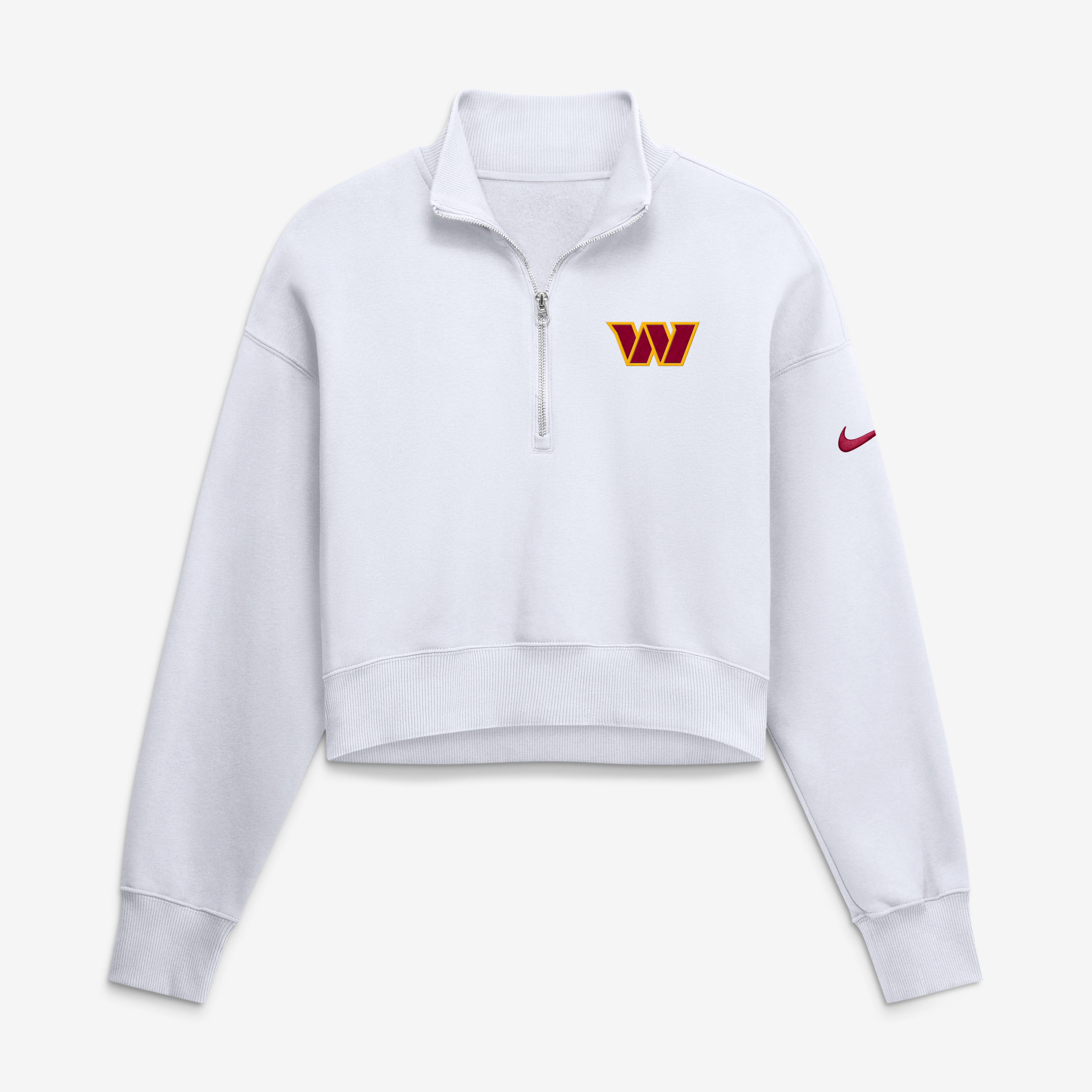 Women's Nike White Washington Commanders Oversized Phoenix Fleece Cropped Quarter-Zip Sweatshirt