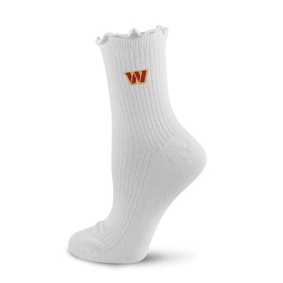  Washington Commanders PRO Compression Logo Lettuce Hem Quarter Socks - White