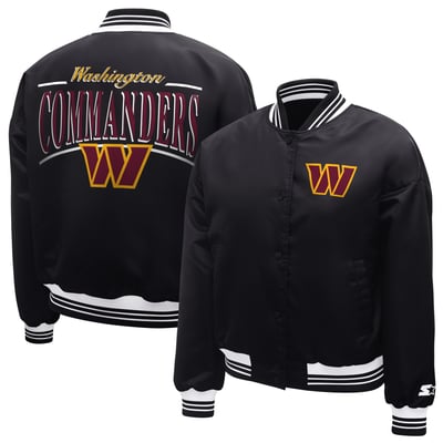  Washington Commanders Starter Satin Full-Snap Varsity Jacket - Black