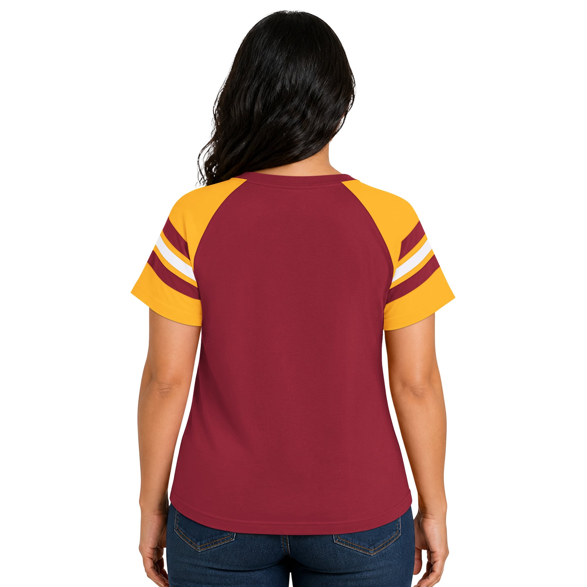 T-shirt raglan à col cranté Starter bordeaux pour femme, Washington Commanders, grandes tailles